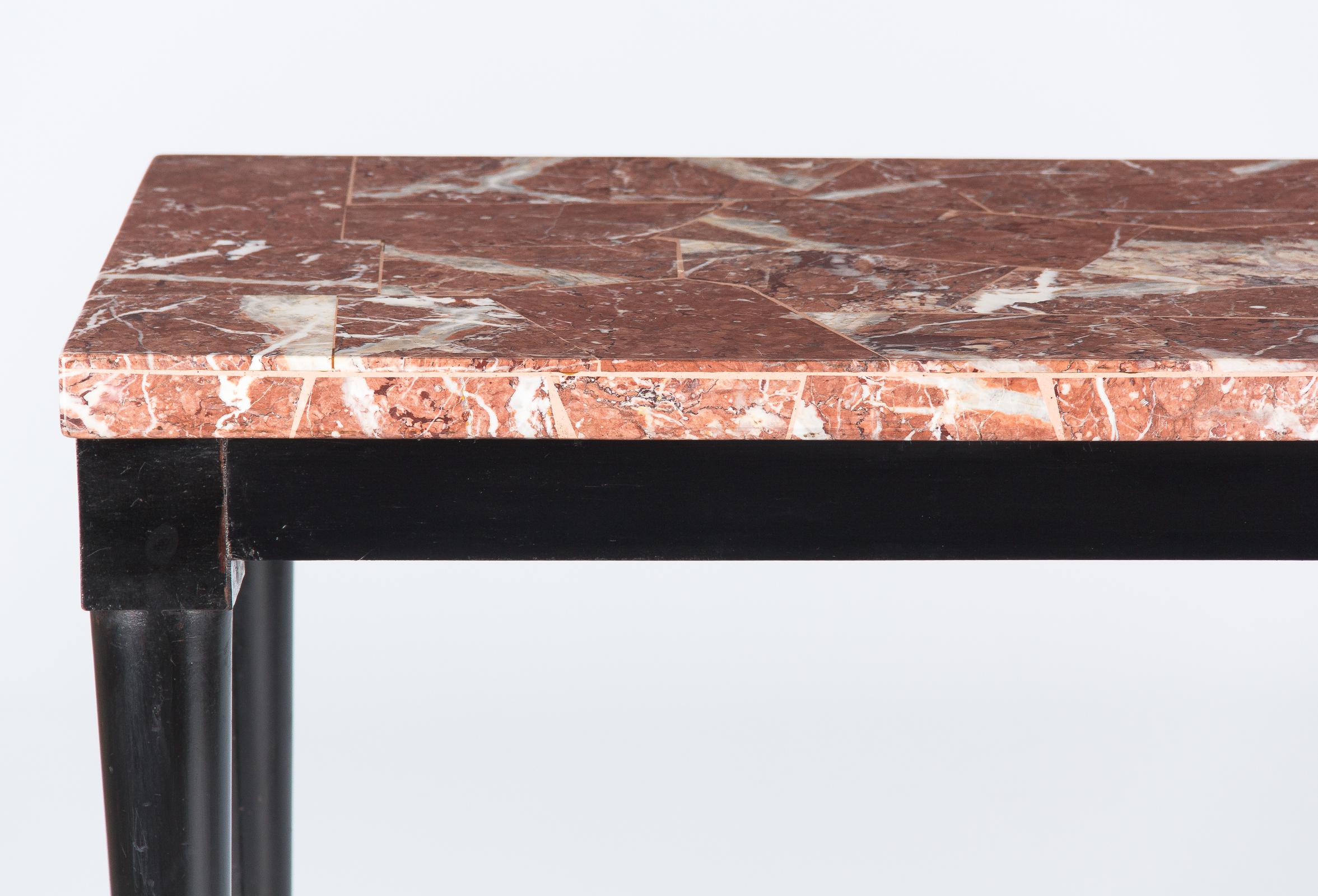 Midcentury Italian Marble-Top and Lacquered Wood Console Table, 1950s 5