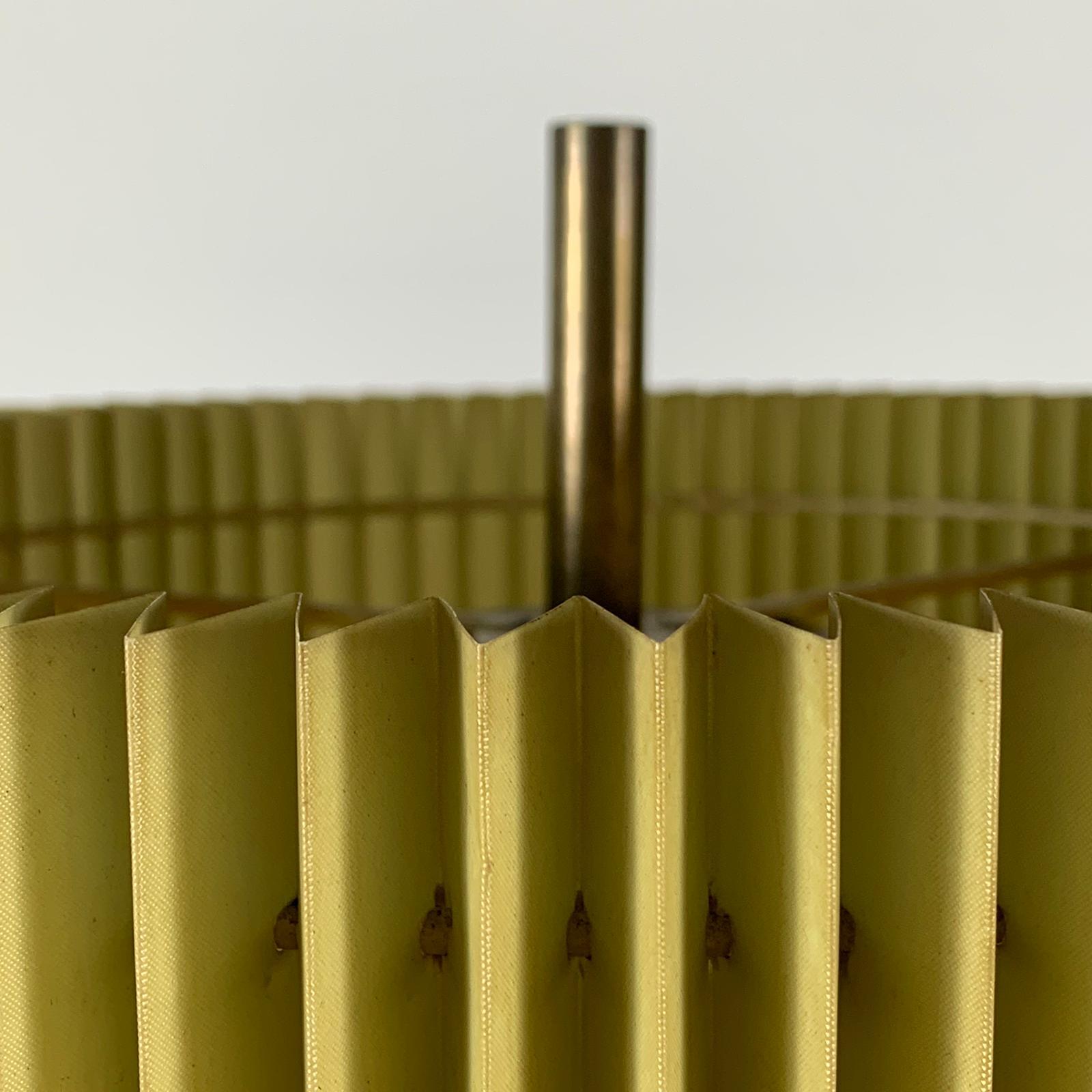 Mid-Century Modern Midcentury Italian Metal Brass-Plated Lime Green Lampshade Floor Lamp