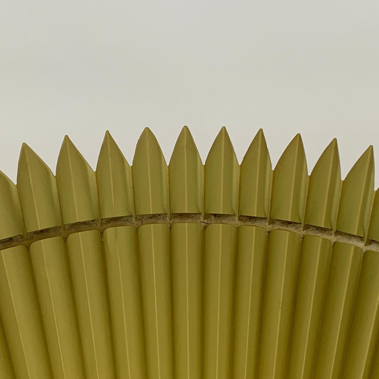 Midcentury Italian Metal Brass-Plated Lime Green Lampshade Floor Lamp In Good Condition In Carpi, Modena