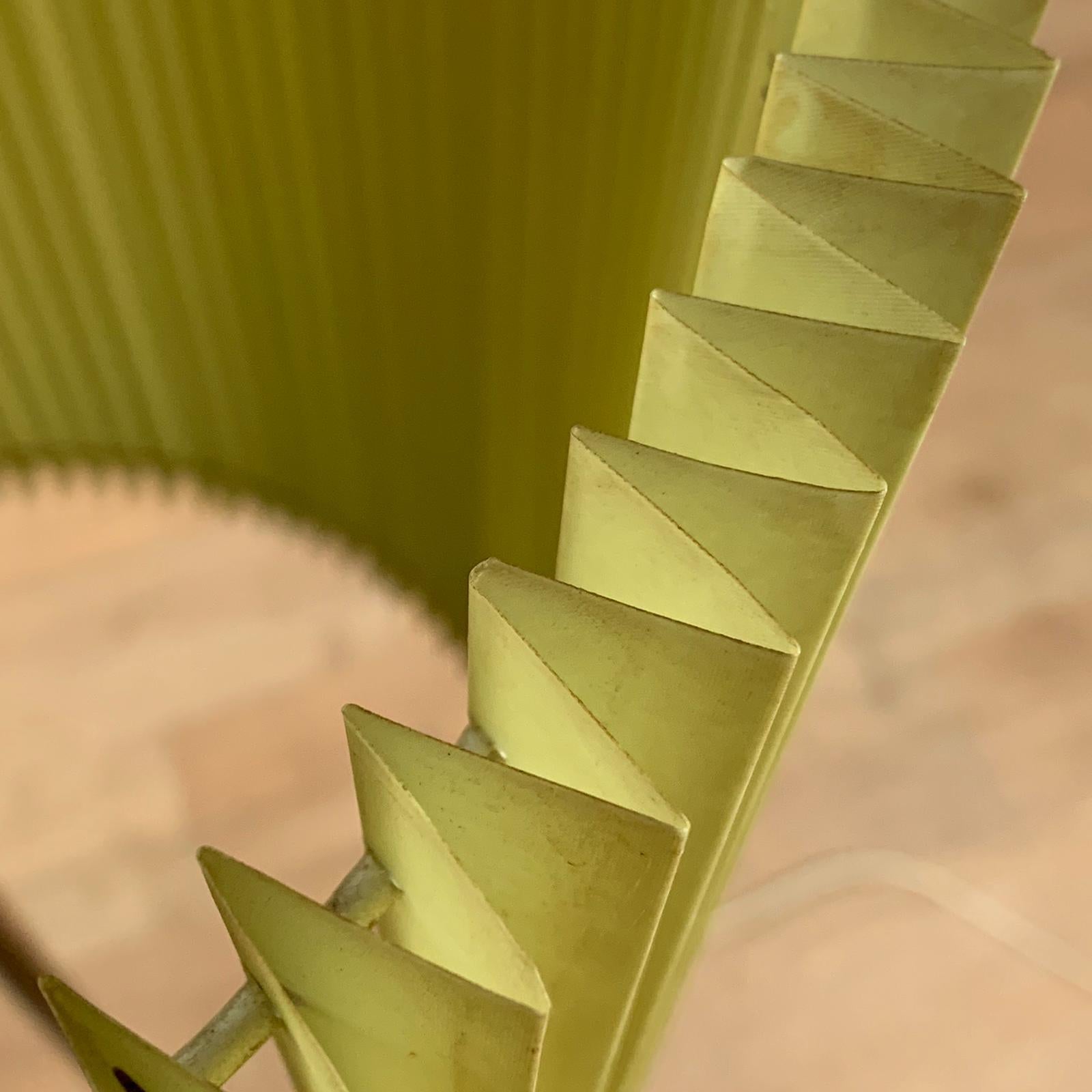 Mid-20th Century Midcentury Italian Metal Brass-Plated Lime Green Lampshade Floor Lamp