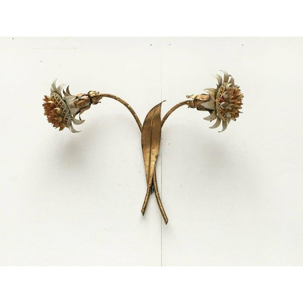 Italiano Lampada da parete a girasole in metallo della metà del secolo scorso, anni '60 in vendita