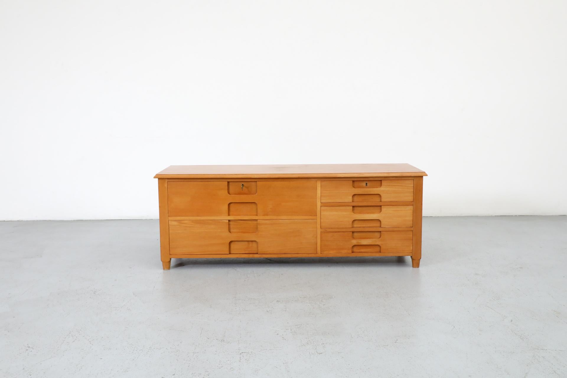 Mid-Century Modern Mid-Century, Italian, Mini Credenza or Dresser with Carved Drawers