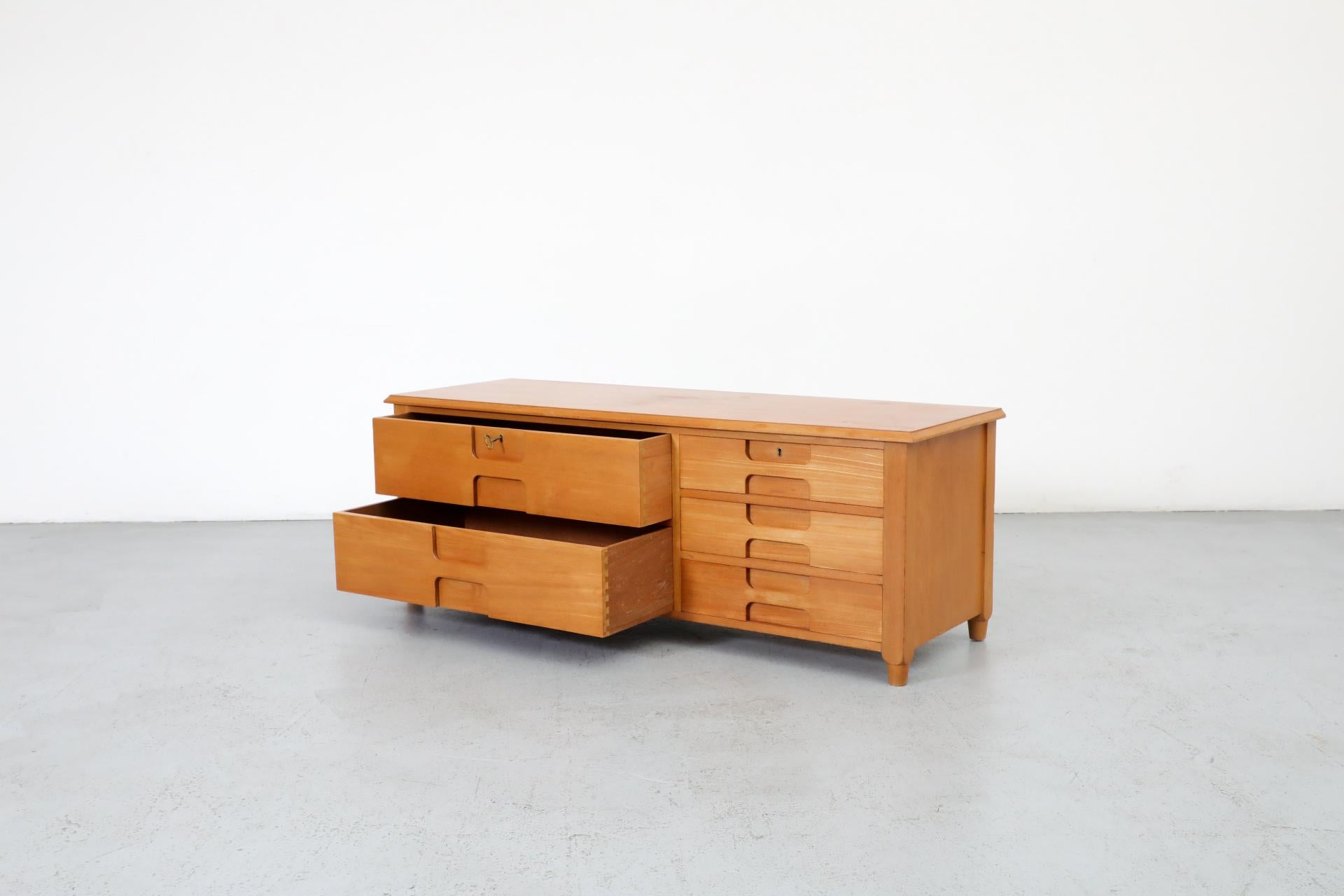 20th Century Mid-Century, Italian, Mini Credenza or Dresser with Carved Drawers