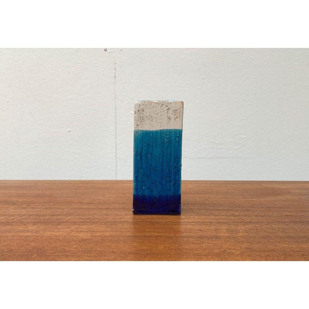 Mid-Century Italian Minimalist Blue and White Pottery Vase From Bitossi, 1960s For Sale 4