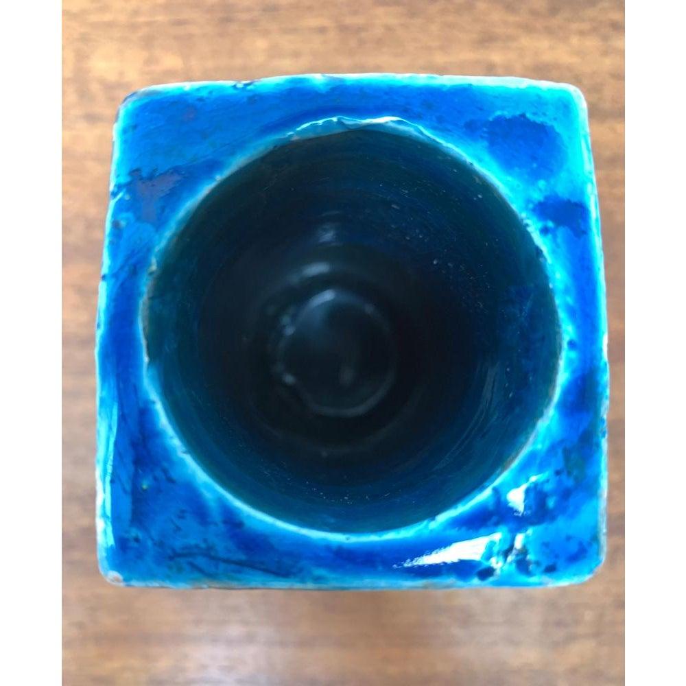Mid-Century Italian Minimalist Blue and White Pottery Vase From Bitossi, 1960s For Sale 5
