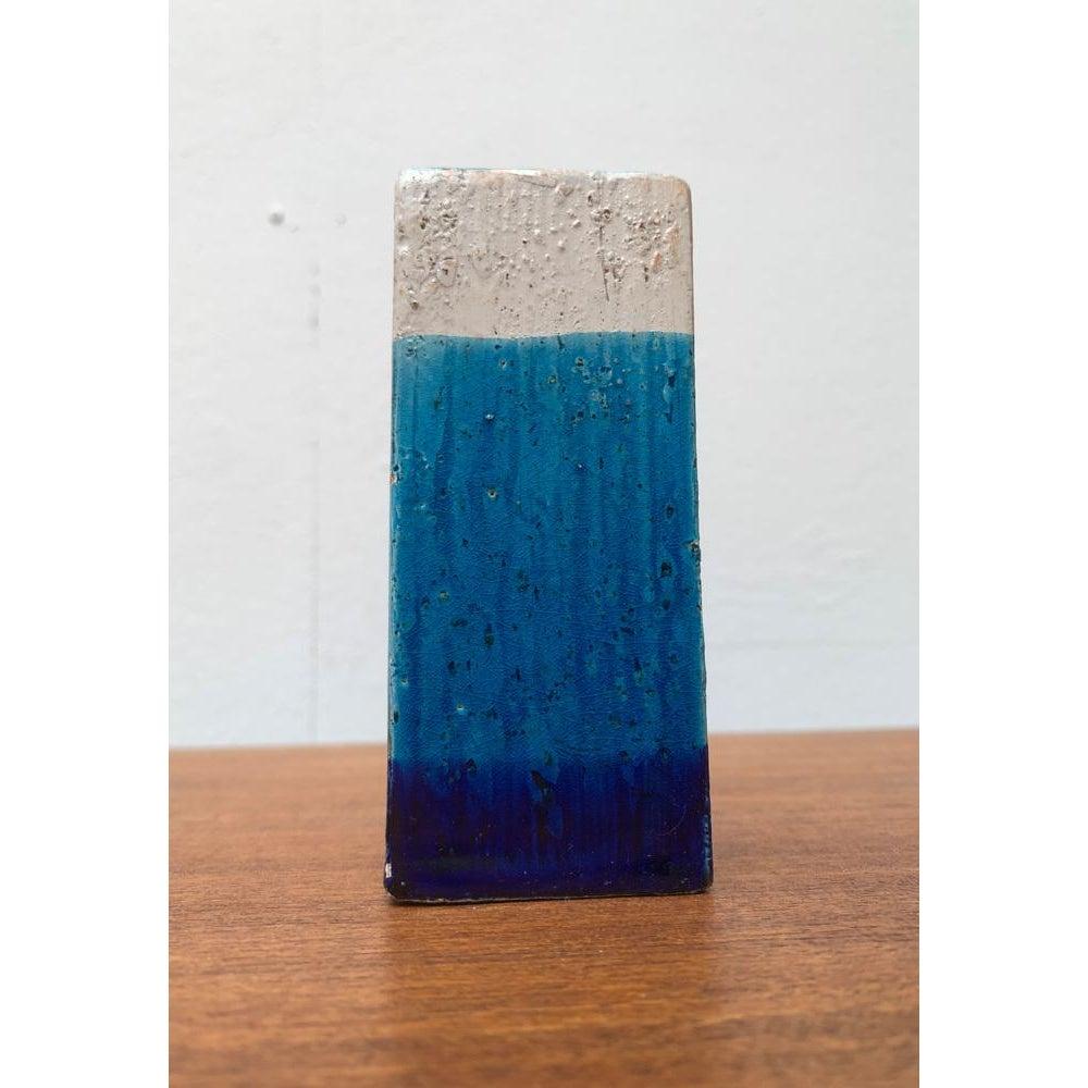 Mid-Century Italian Minimalist Blue and White Pottery Vase From Bitossi, 1960s For Sale 6
