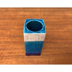 Mid-Century Italian Minimalist Blue and White Pottery Vase From Bitossi, 1960s