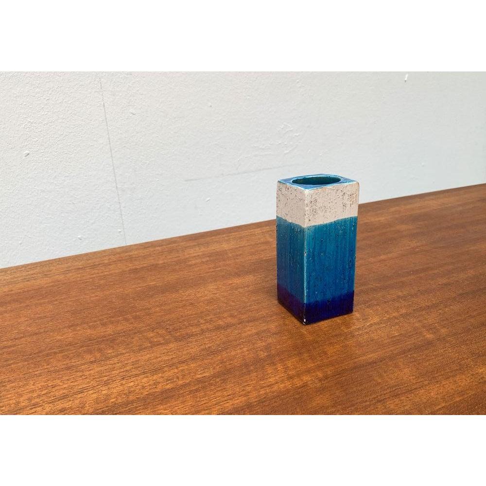 20th Century Mid-Century Italian Minimalist Blue and White Pottery Vase From Bitossi, 1960s For Sale