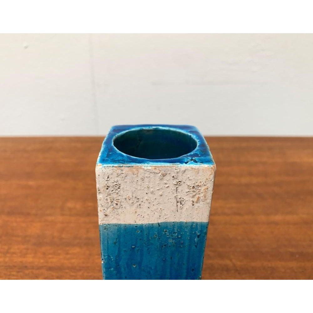 Ceramic Mid-Century Italian Minimalist Blue and White Pottery Vase From Bitossi, 1960s For Sale