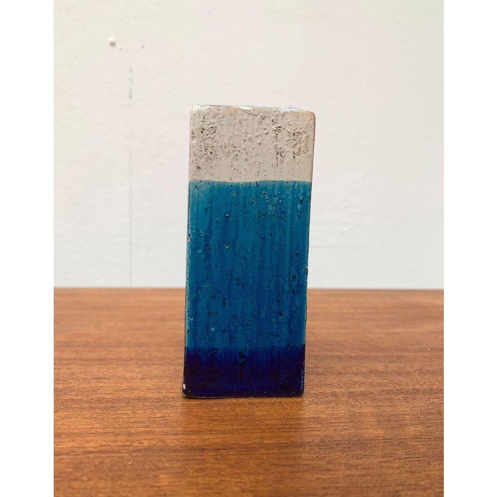 Mid-Century Italian Minimalist Blue and White Pottery Vase From Bitossi, 1960s For Sale 1
