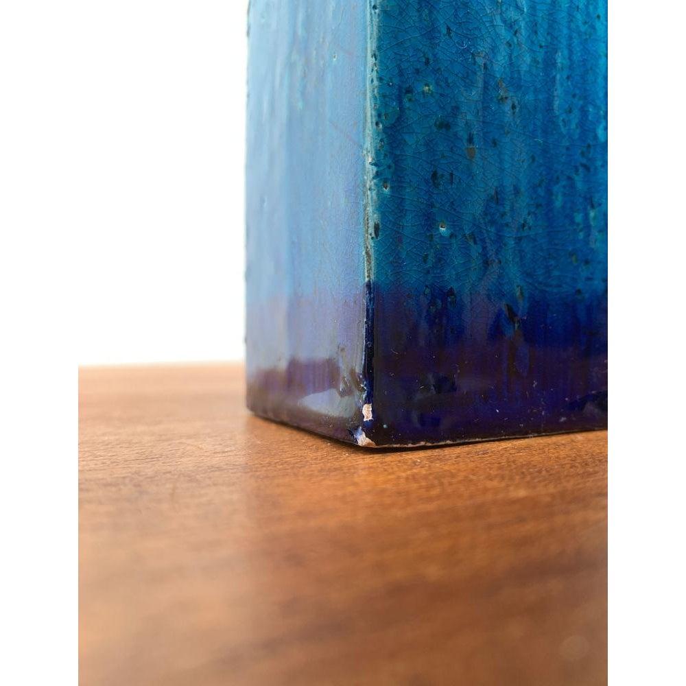 Mid-Century Italian Minimalist Blue and White Pottery Vase From Bitossi, 1960s For Sale 2