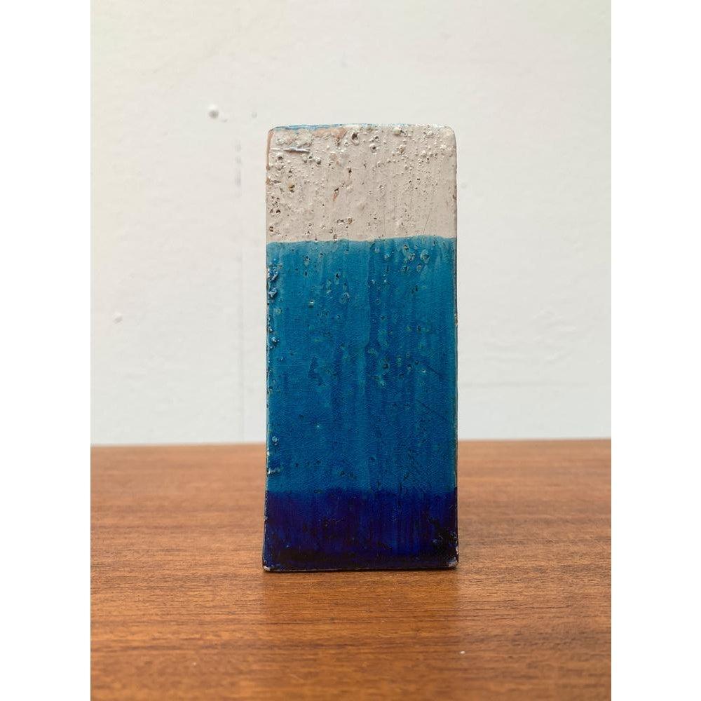 Mid-Century Italian Minimalist Blue and White Pottery Vase From Bitossi, 1960s For Sale 3