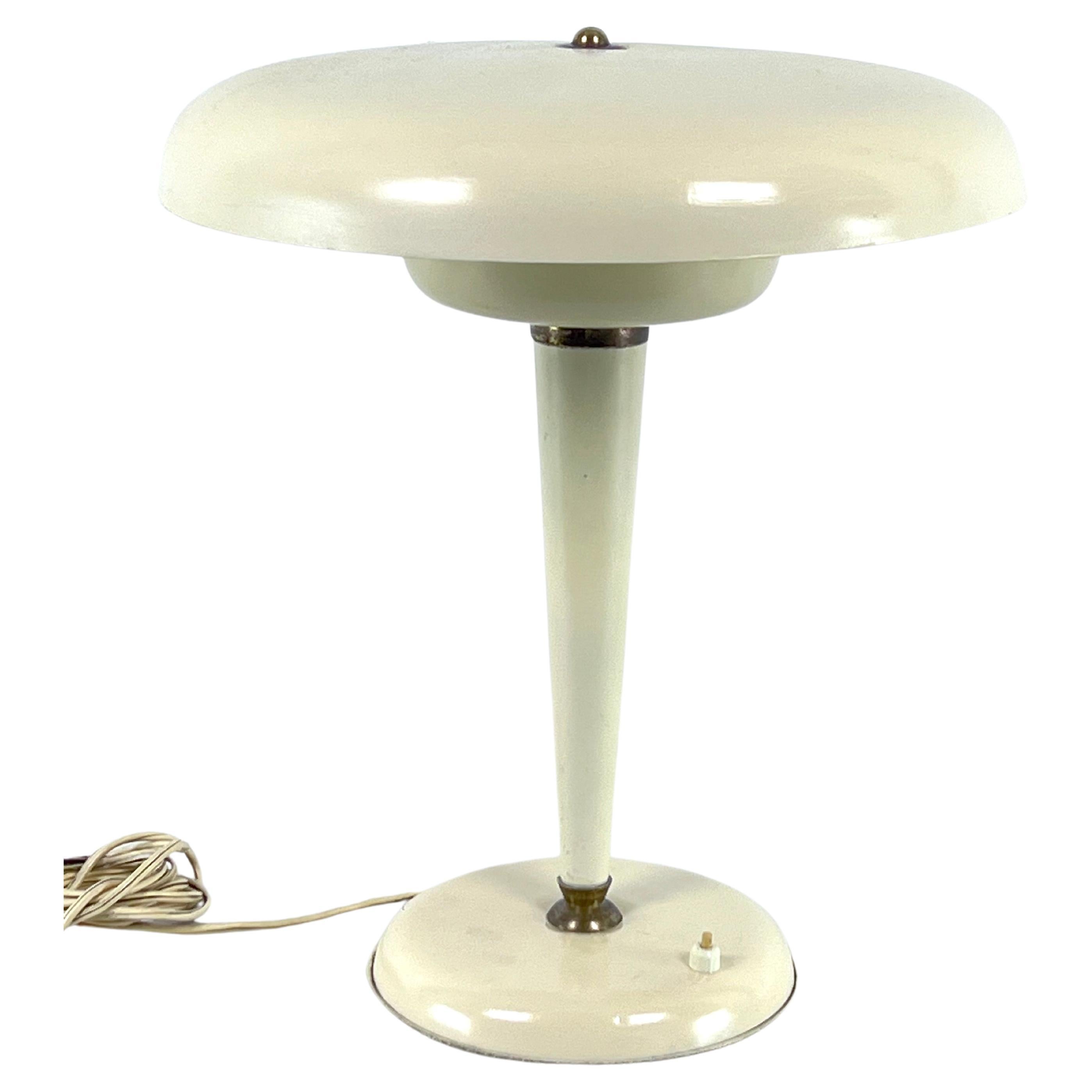 Midcentury Italian Ministerial Desk Lamp in Brass and Ivory Lacquer, Italy, 1950
