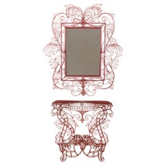 Mid-Century Italian Mirror and Console Table by Anacleto Spazzapan