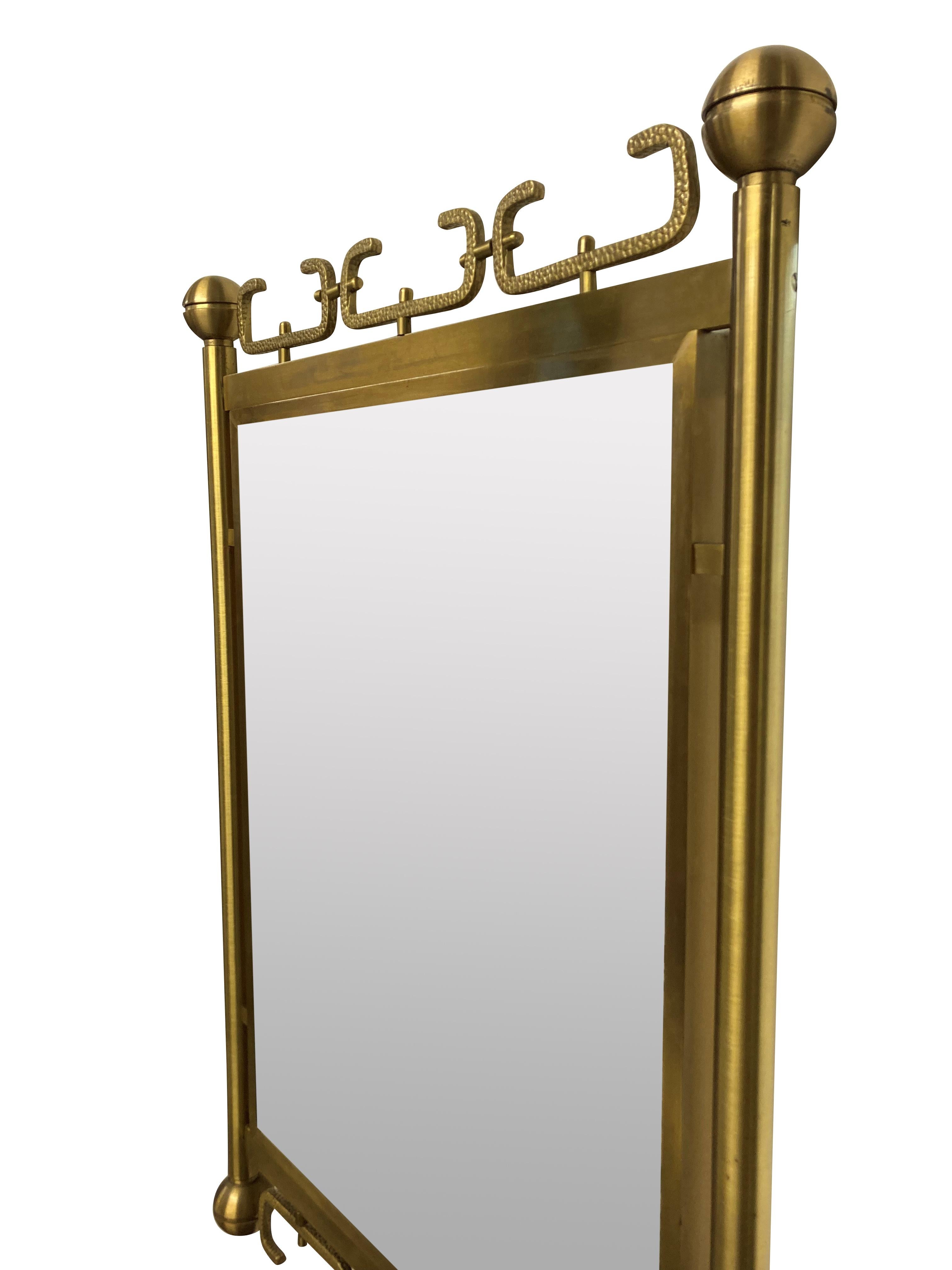 Mid-Century Italian Mirror in Brushed Brass In Good Condition In London, GB