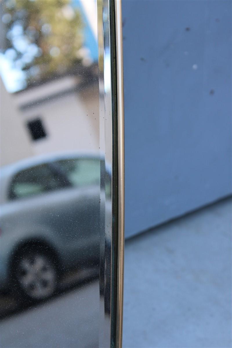 Mid-Century Italian Mirror in Shaped Brass and 1950s Beveled Side Mirror Gold 1