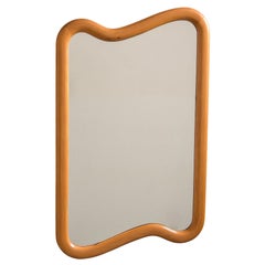 Mid Century Italian Mirror with Biomorphic Wood Frame