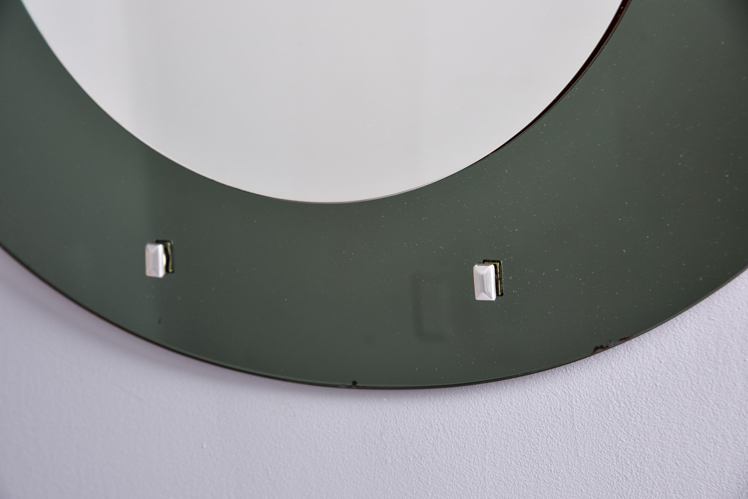 Mid Century Italian Mirror with Gray Glass Frame in Style of Fontana Arte For Sale 4