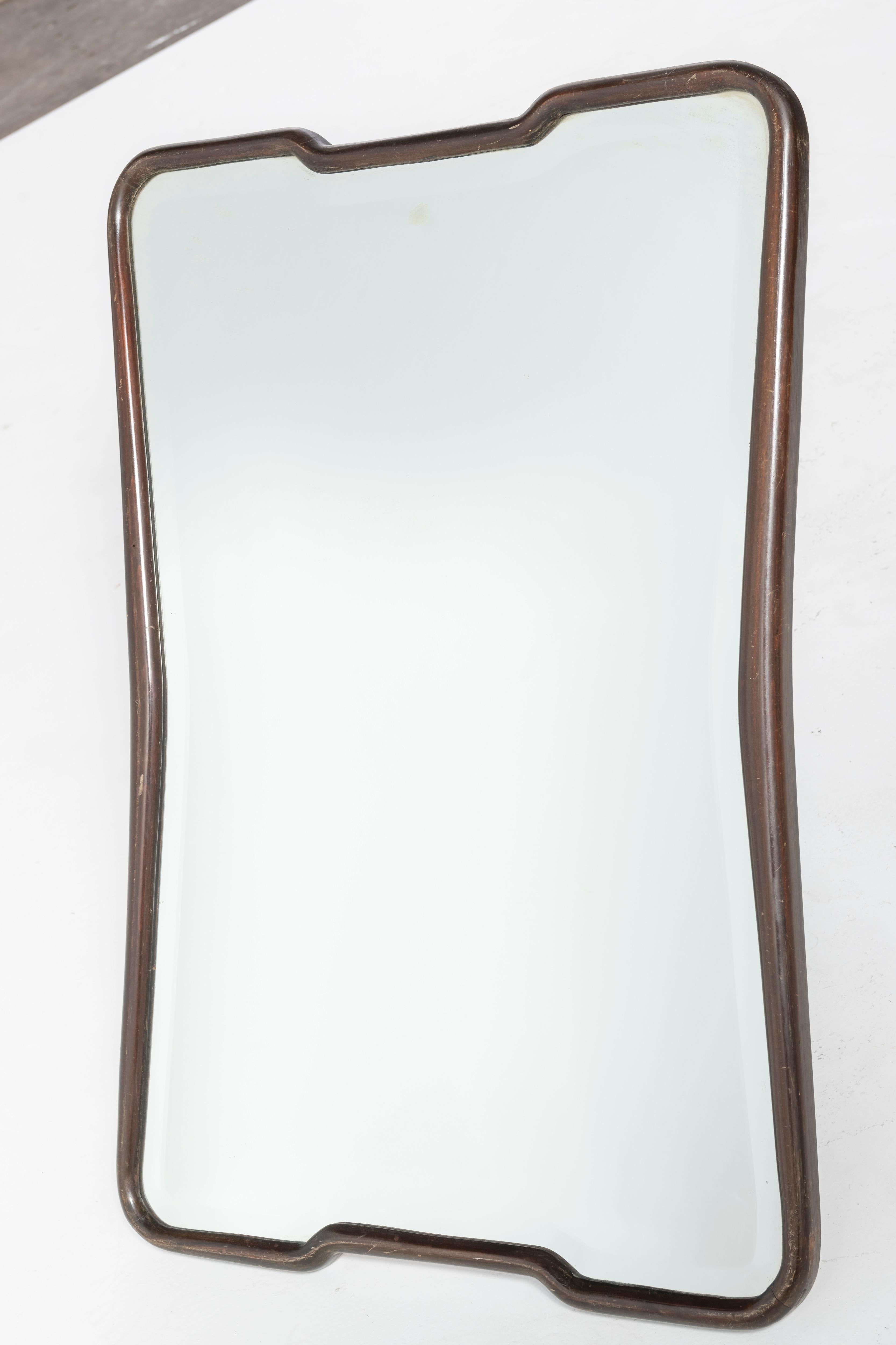 Crystal Mid-Century Italian Mirror with Mahogany Frame