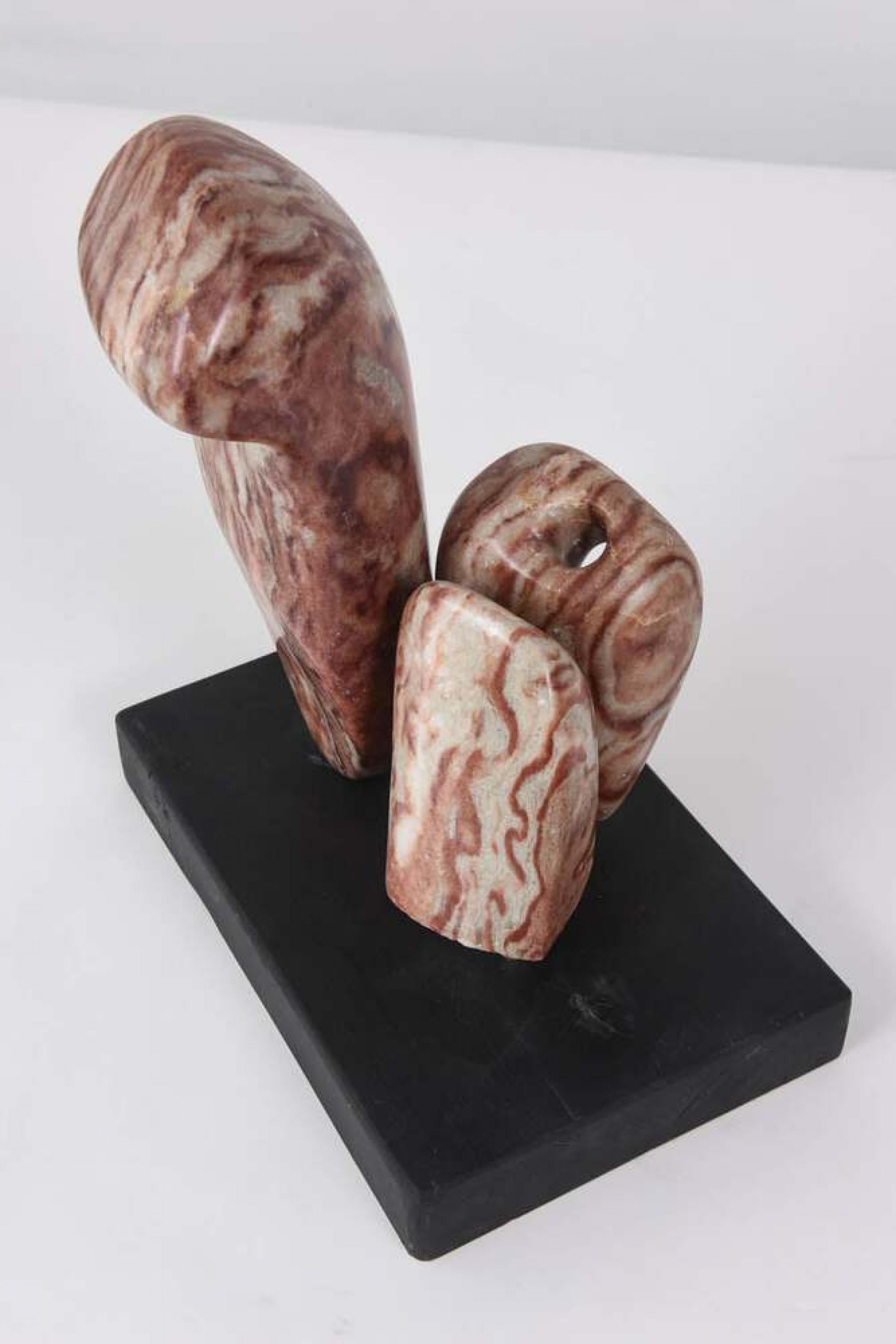 Mid-Century Italian Modern Abstract Blush Marble Sculpture on Base For Sale 5