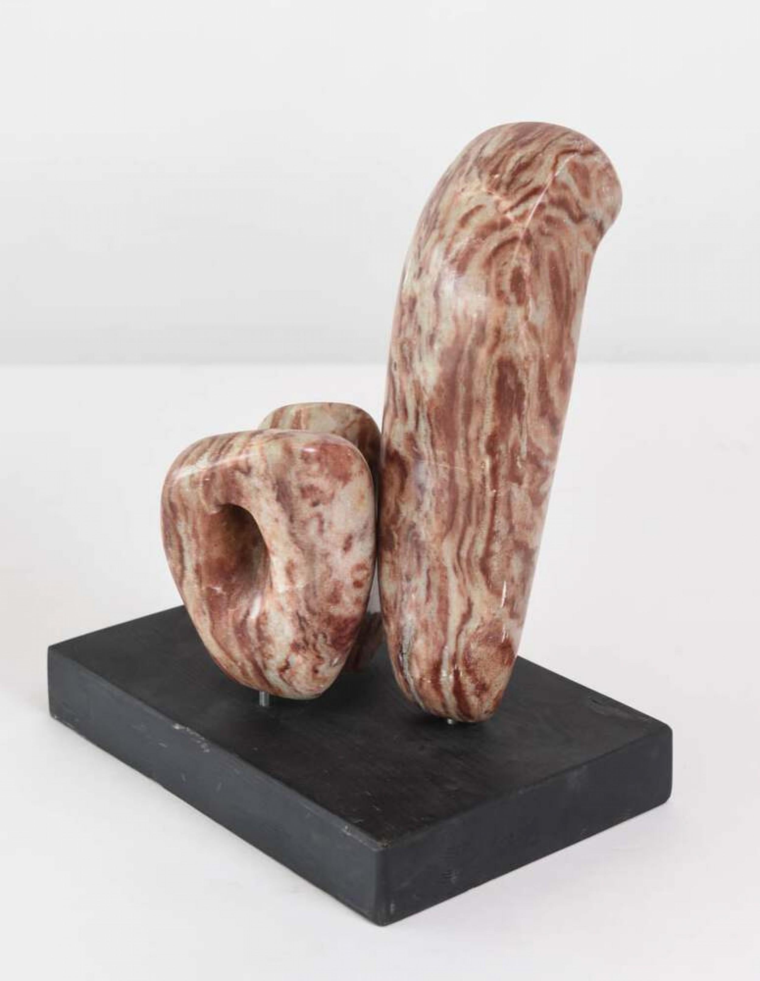 Mid-Century Modern Mid-Century Italian Modern Abstract Blush Marble Sculpture on Base For Sale