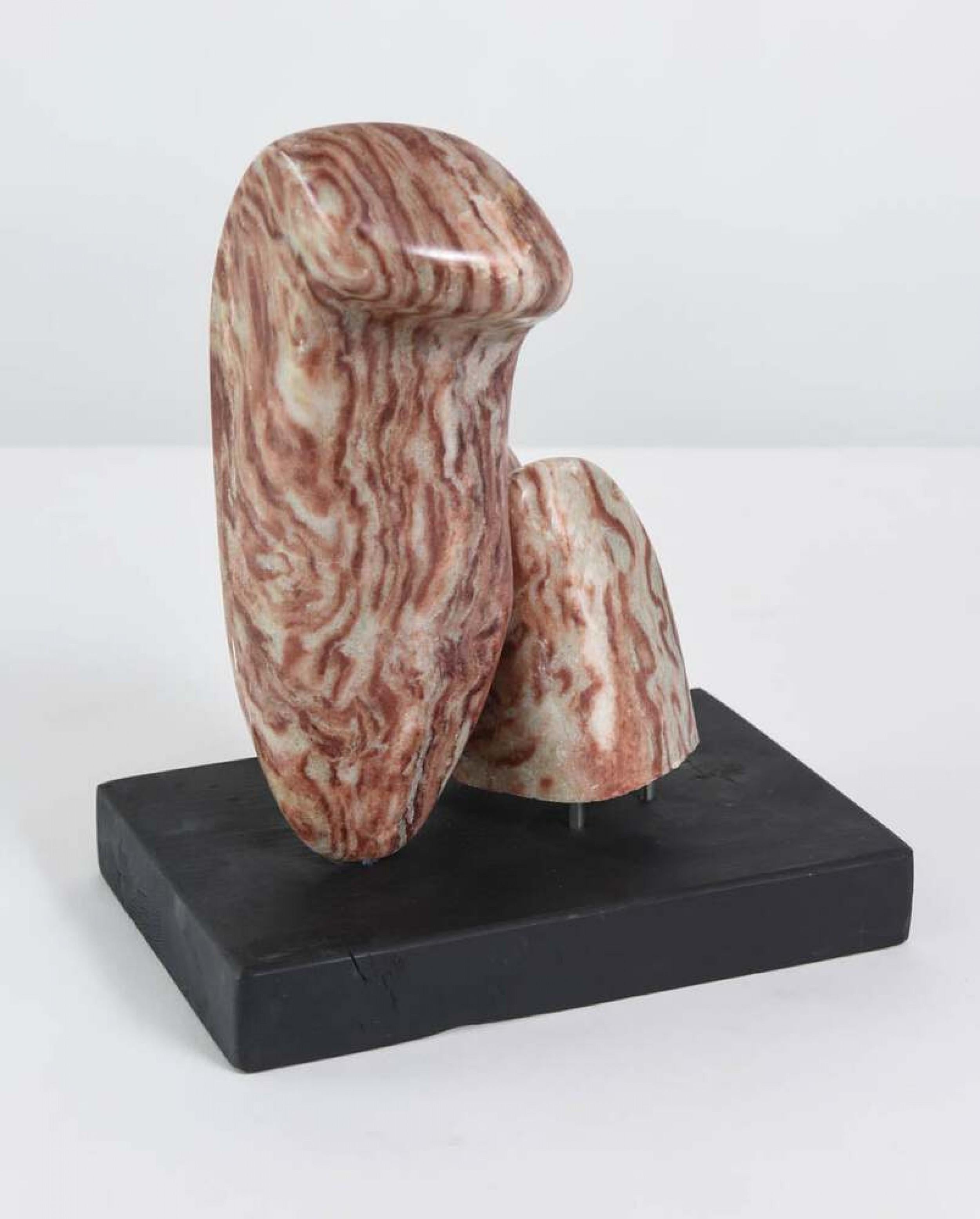 Mid-Century Italian Modern Abstract Blush Marble Sculpture on Base For Sale 1