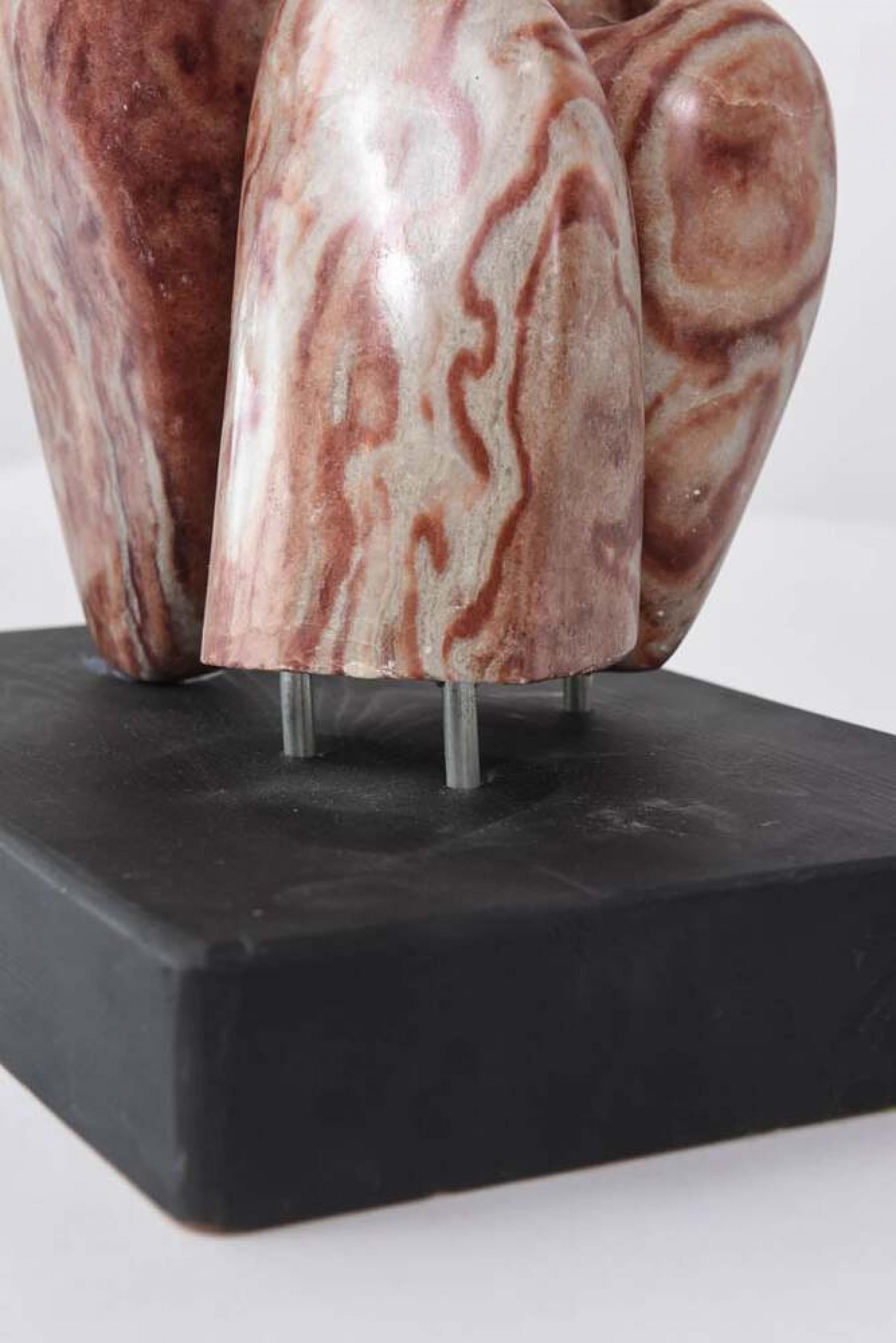 Mid-Century Italian Modern Abstract Blush Marble Sculpture on Base For Sale 4