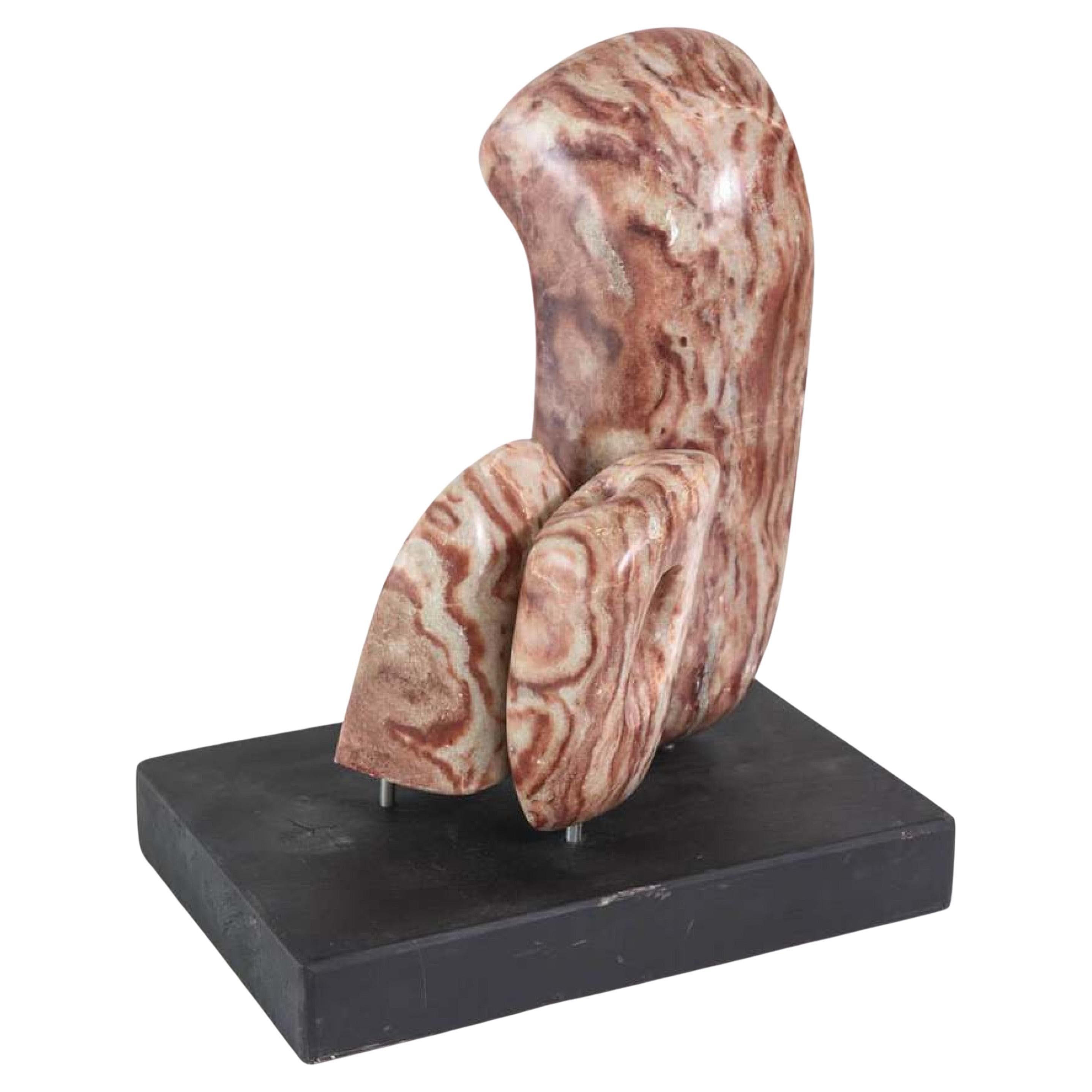 Mid-Century Italian Modern Abstract Blush Marble Sculpture on Base For Sale