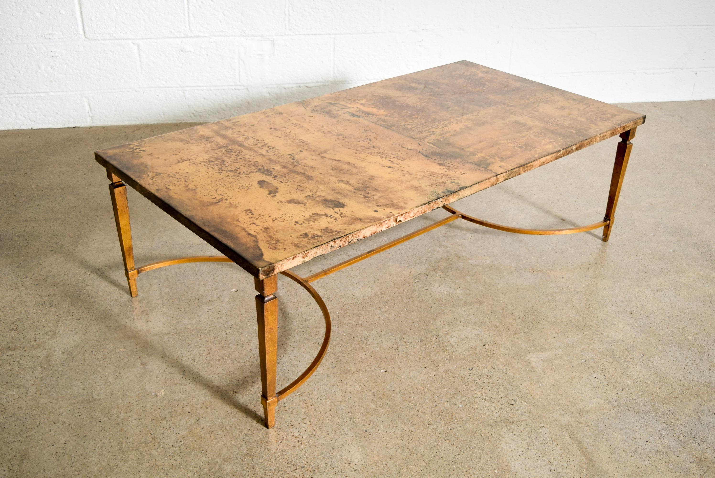 Midcentury Italian Modern Aldo Tura Goatskin Leather Cocktail Coffee Table In Good Condition For Sale In Detroit, MI
