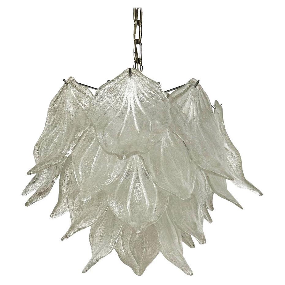 Mid-Century Italian Modern Art Glass Petal Chandelier For Sale