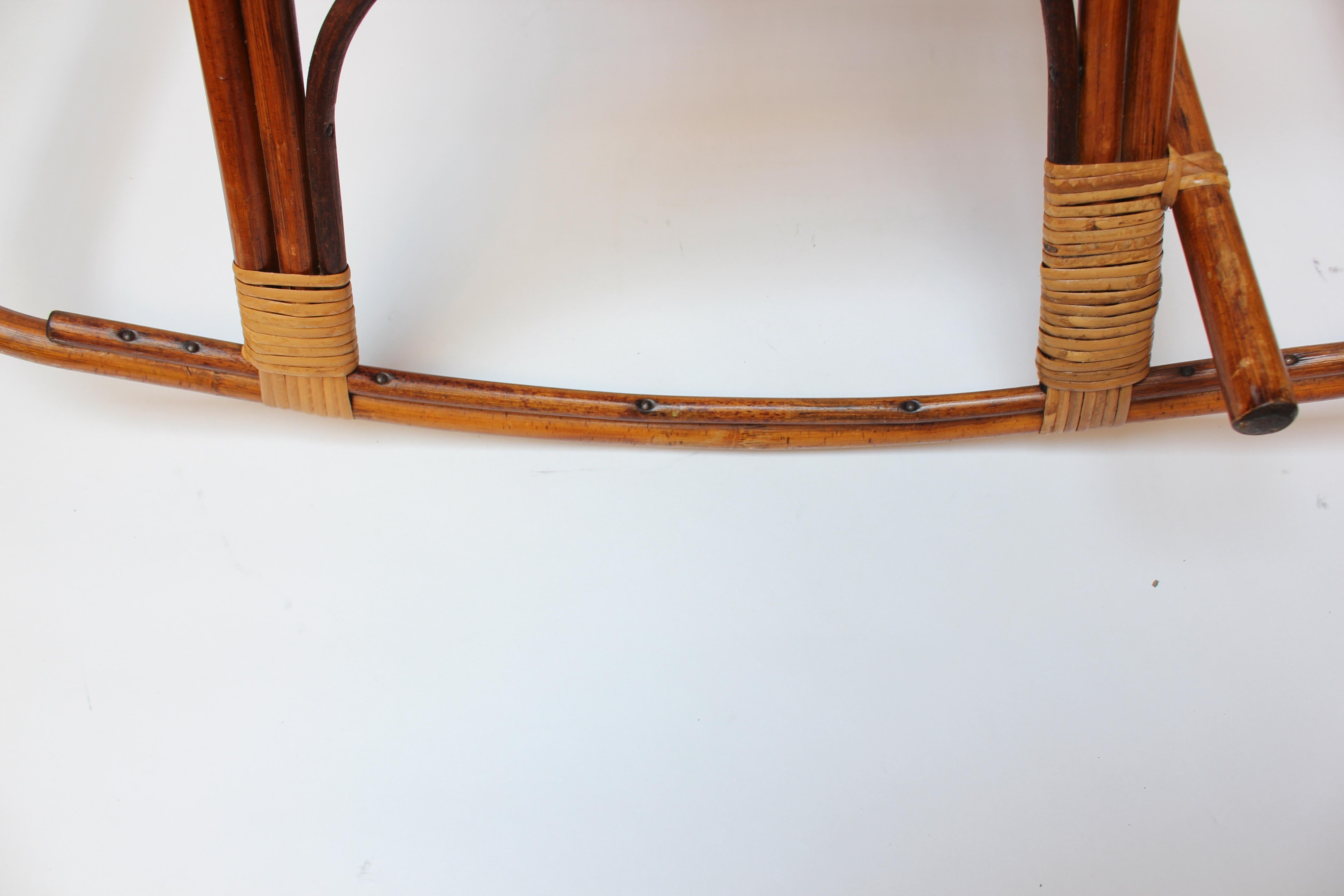 Mid-Century Italian Modern Bamboo and Rattan Rocking Horse Attributed to Albini For Sale 2