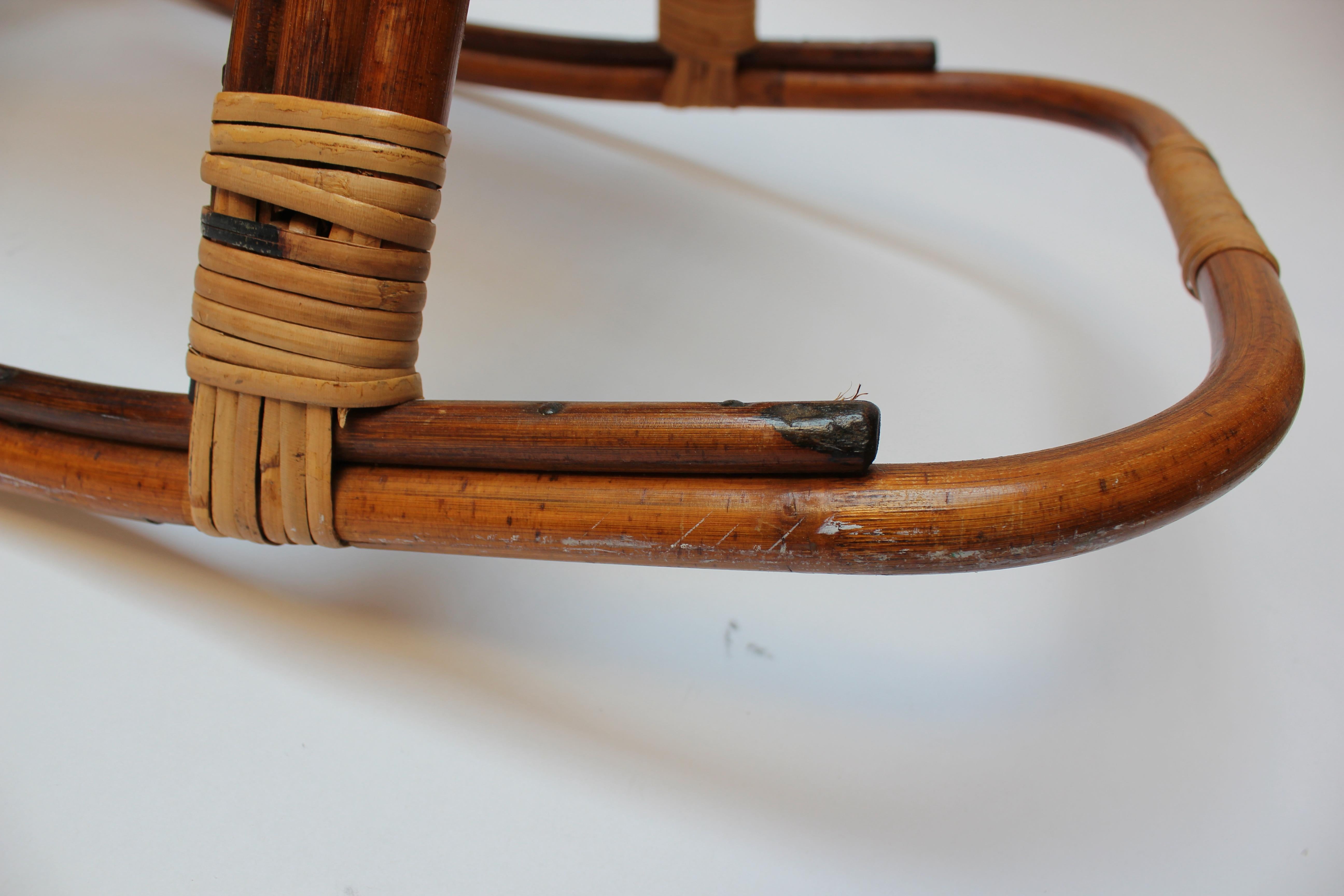 Mid-Century Italian Modern Bamboo and Rattan Rocking Horse Attributed to Albini For Sale 4