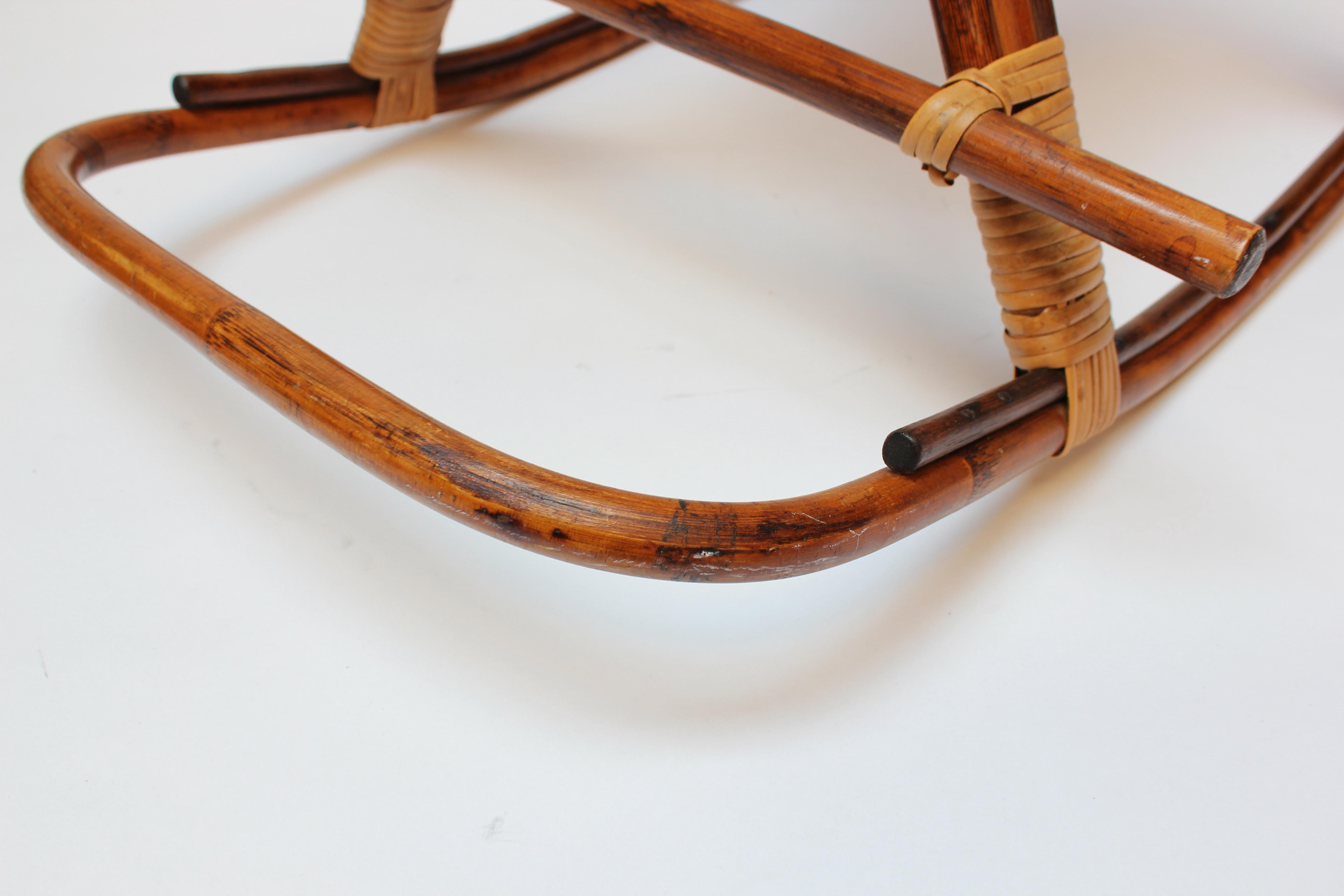 Mid-Century Italian Modern Bamboo and Rattan Rocking Horse Attributed to Albini For Sale 6