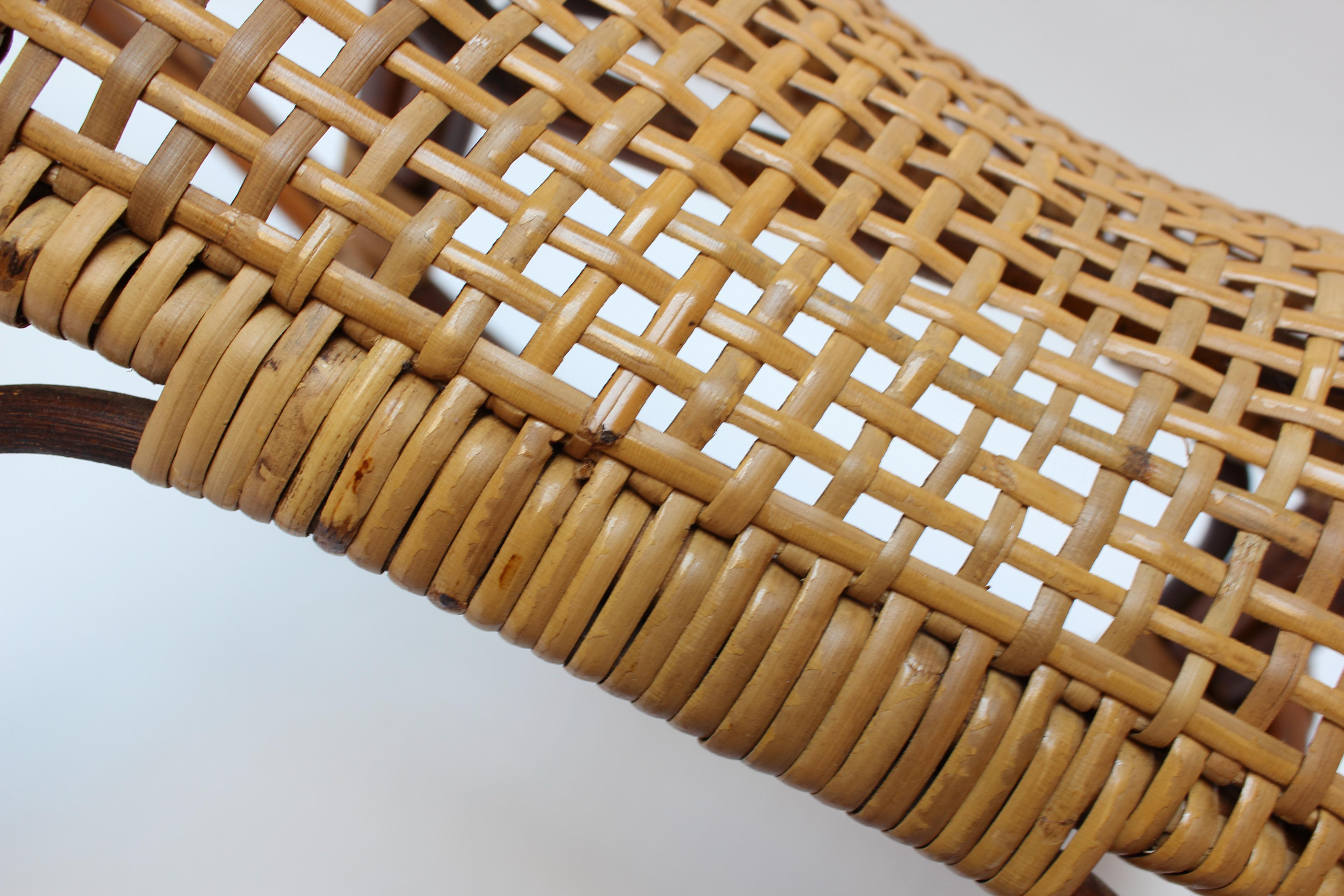 Mid-Century Italian Modern Bamboo and Rattan Rocking Horse Attributed to Albini For Sale 8
