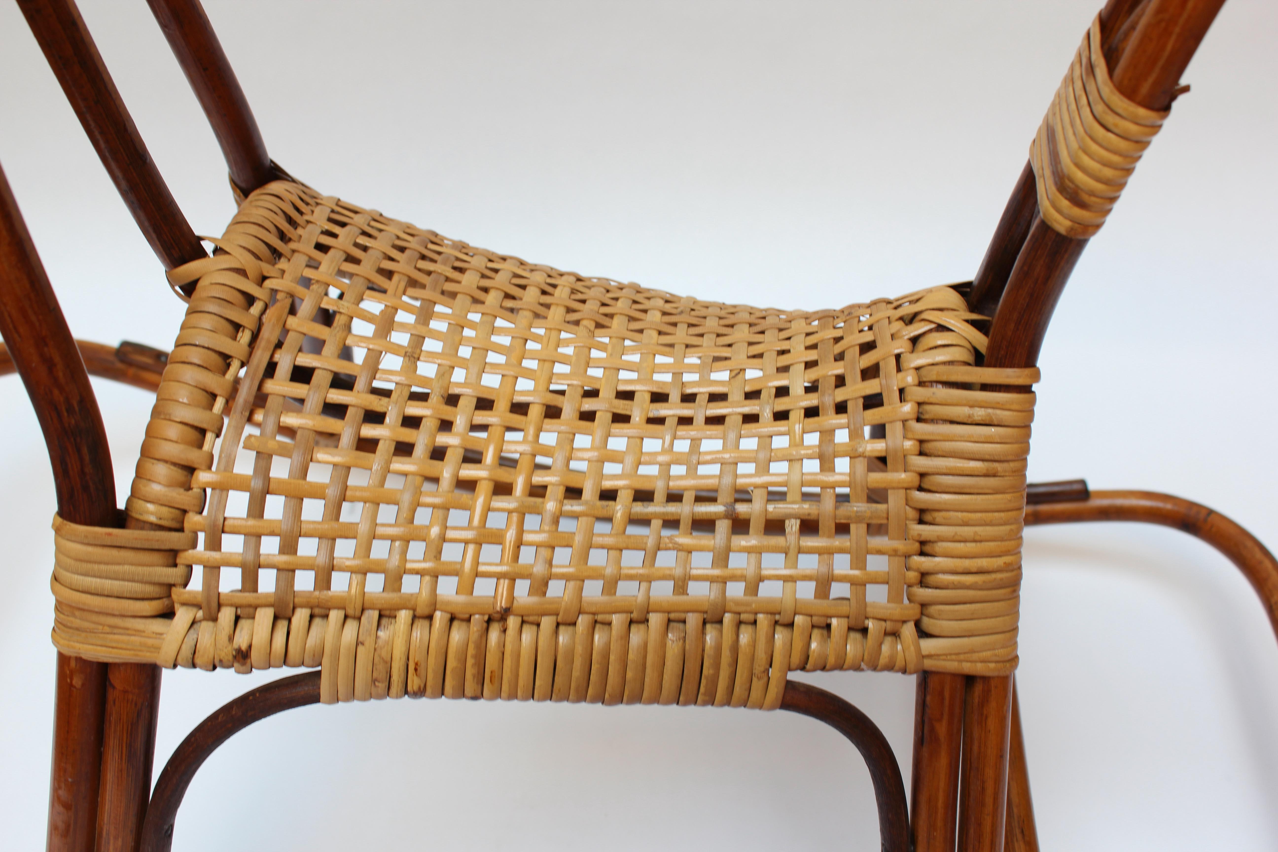 Mid-Century Italian Modern Bamboo and Rattan Rocking Horse Attributed to Albini For Sale 9