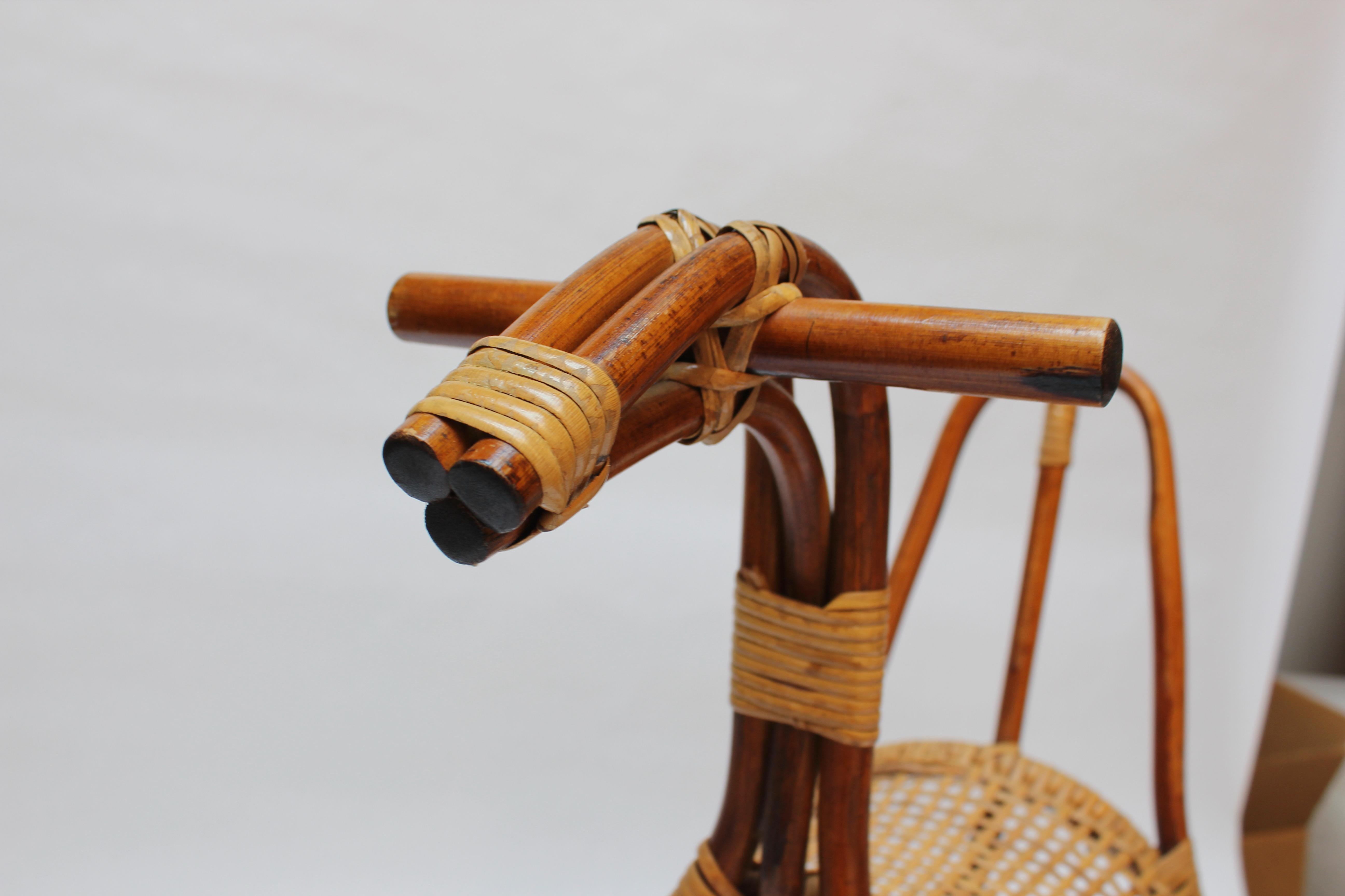 Mid-Century Italian Modern Bamboo and Rattan Rocking Horse Attributed to Albini In Good Condition For Sale In Brooklyn, NY