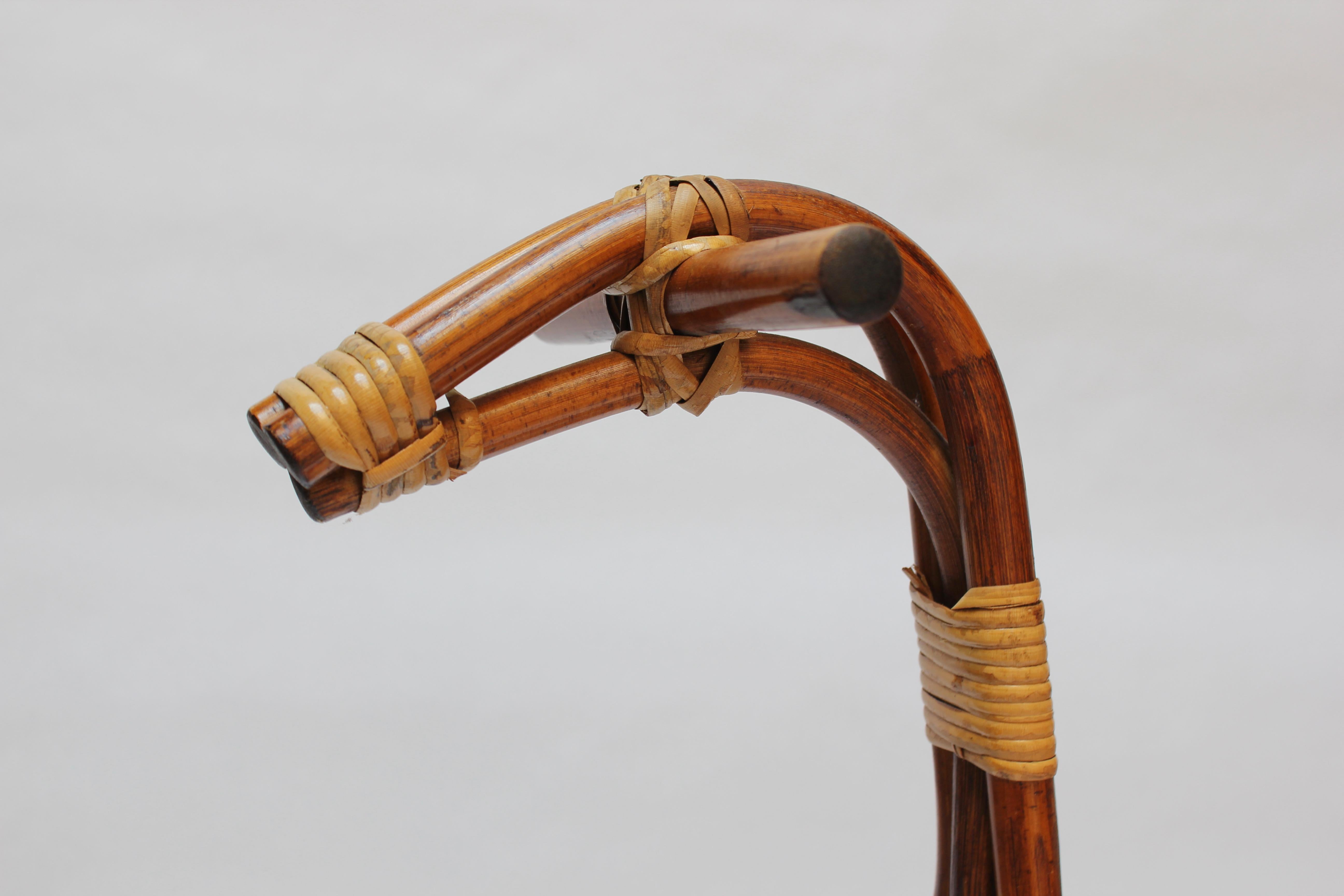 Mid-20th Century Mid-Century Italian Modern Bamboo and Rattan Rocking Horse Attributed to Albini For Sale