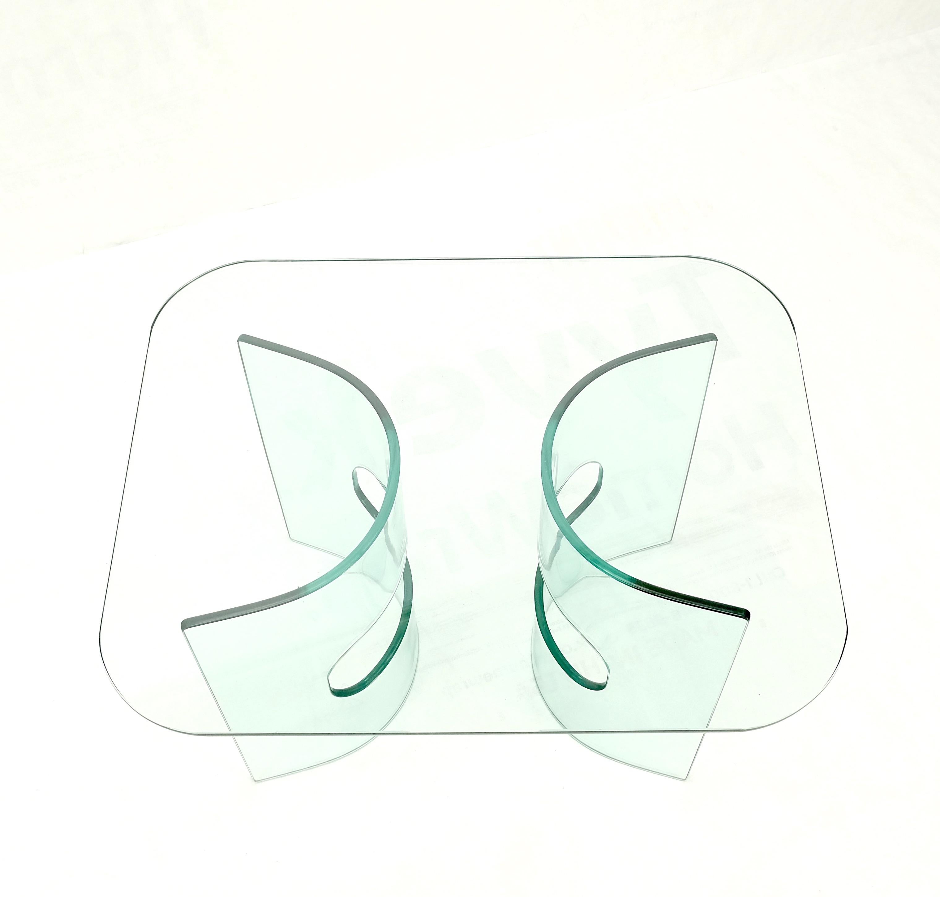 Mid Century Italian Modern Bend Glass C Shape Base Coffee Side Table For Sale 5