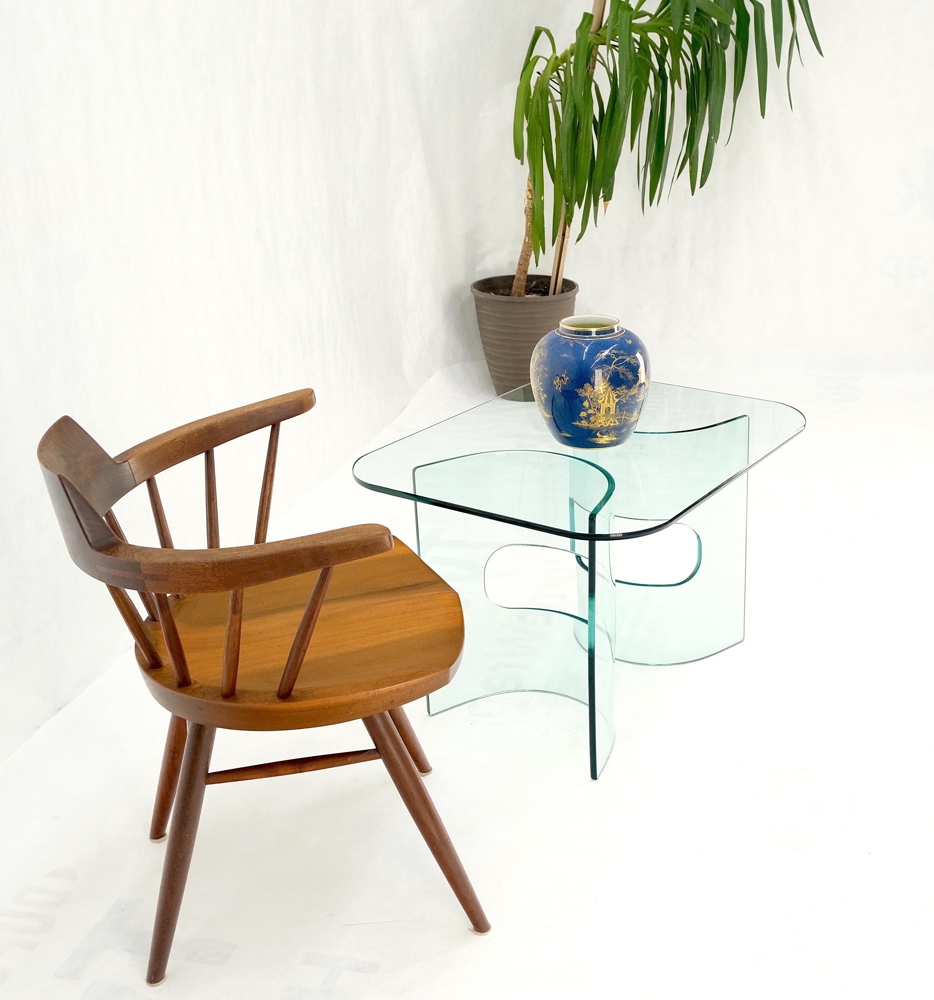 Mid Century Italian Modern Bend Glass C Shape Base Coffee Side Table For Sale 6