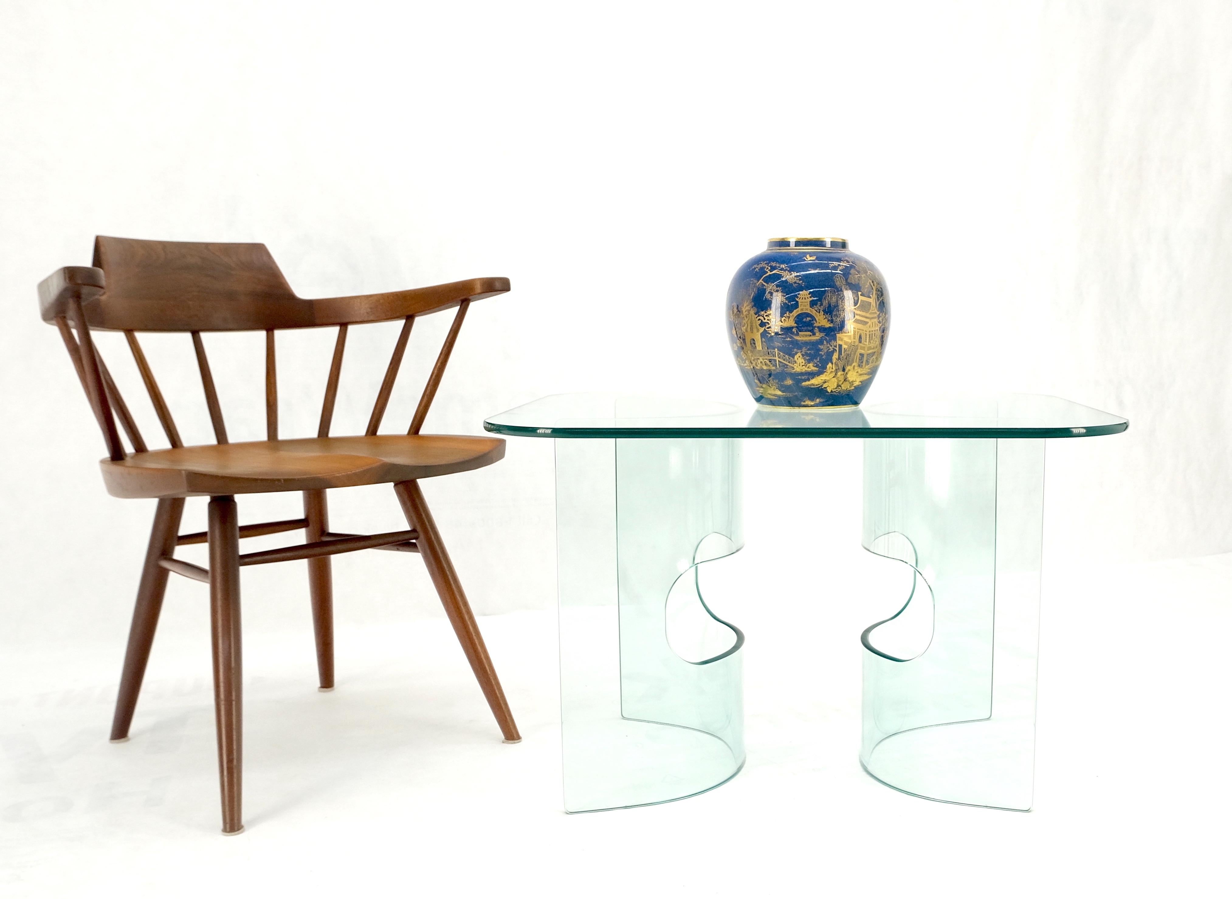 Mid Century Italian Modern Bend Glass C Shape Base Coffee Side Table For Sale 8