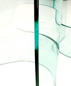 Mid Century Italian Modern Bend Glass C Shape Base Coffee Side Table