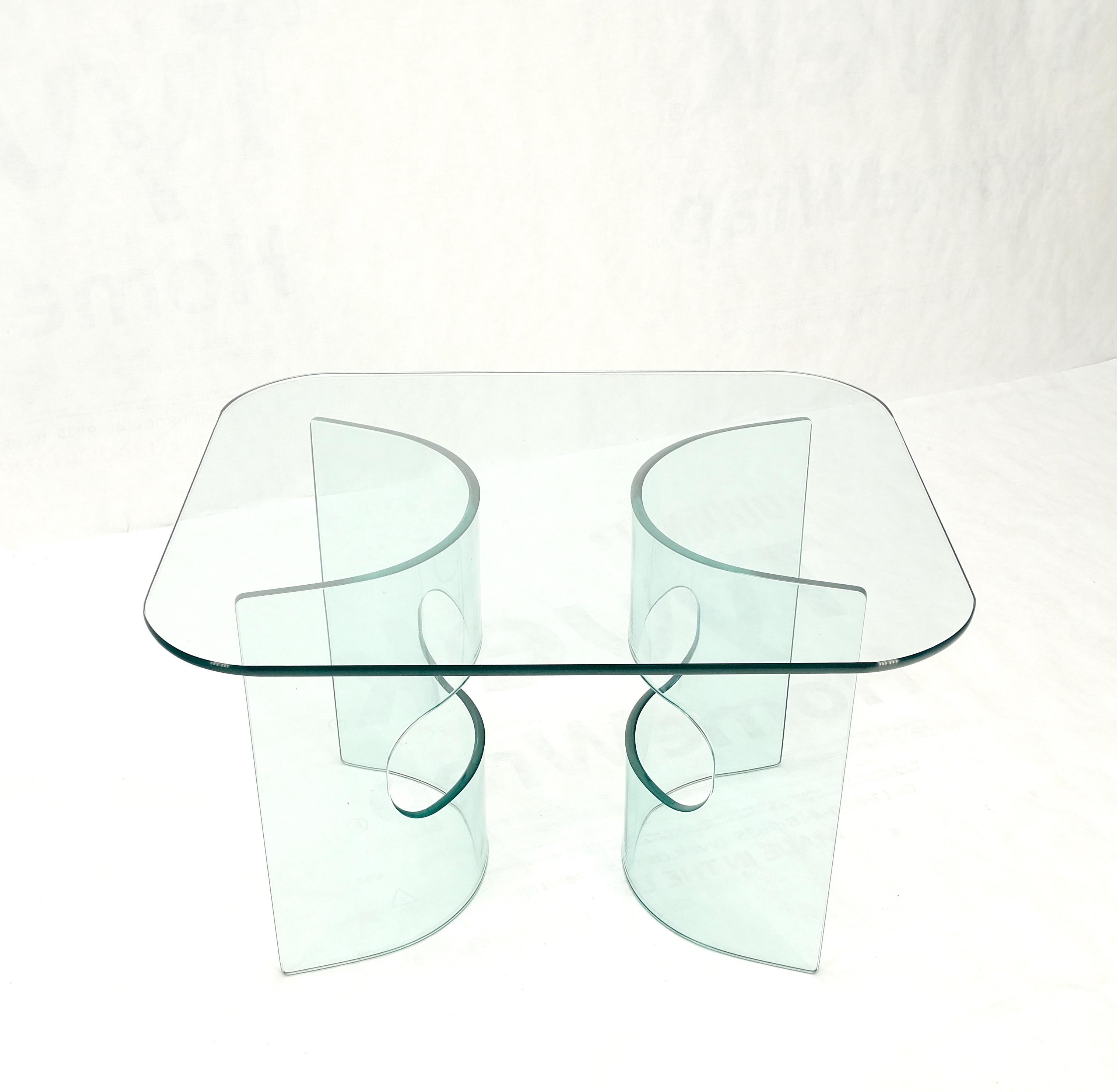 Mid Century Italian Modern Bend Glass C Shape Base Coffee Side Table For Sale 3
