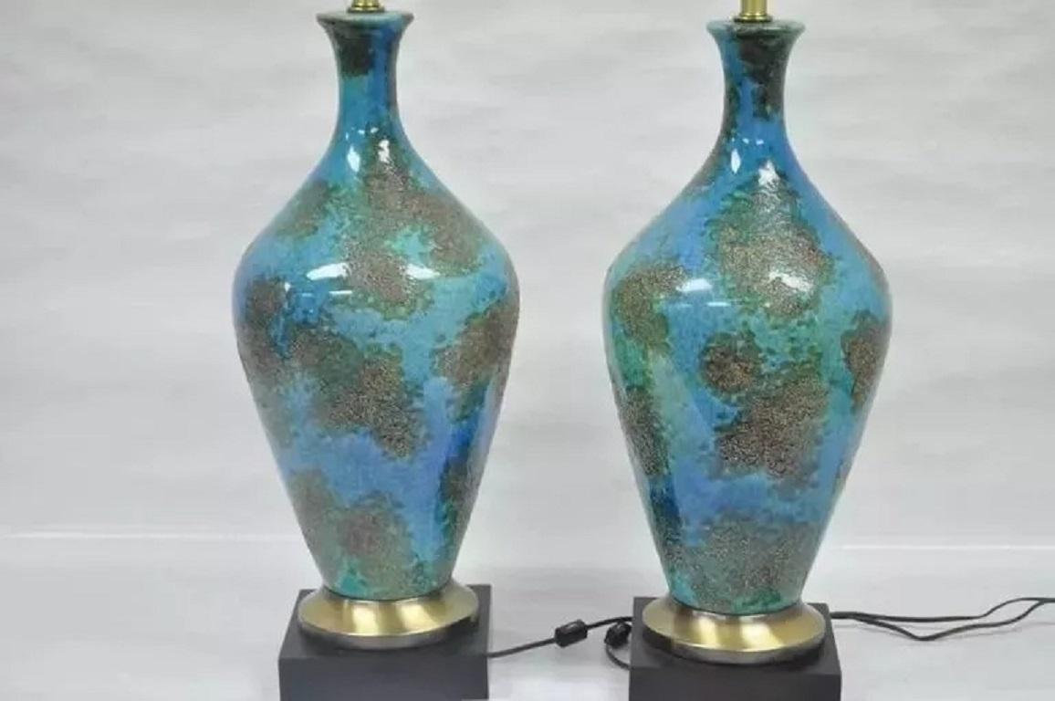 Mid-Century Modern Mid Century Italian Modern Blue Glazed Ceramic Pottery 