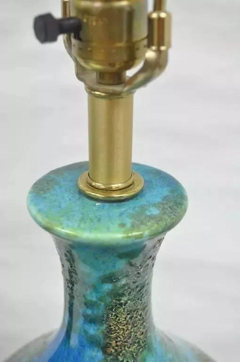 20th Century Mid Century Italian Modern Blue Glazed Ceramic Pottery 