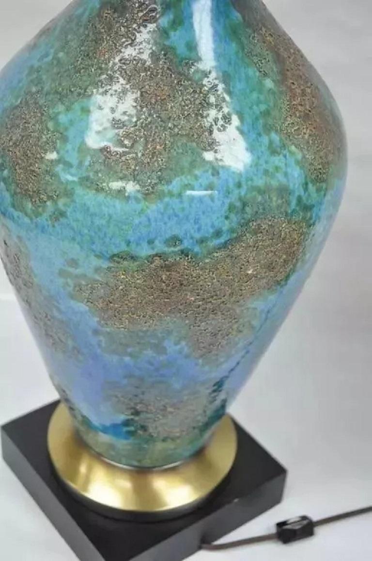 Mid Century Italian Modern Blue Glazed Ceramic Pottery 