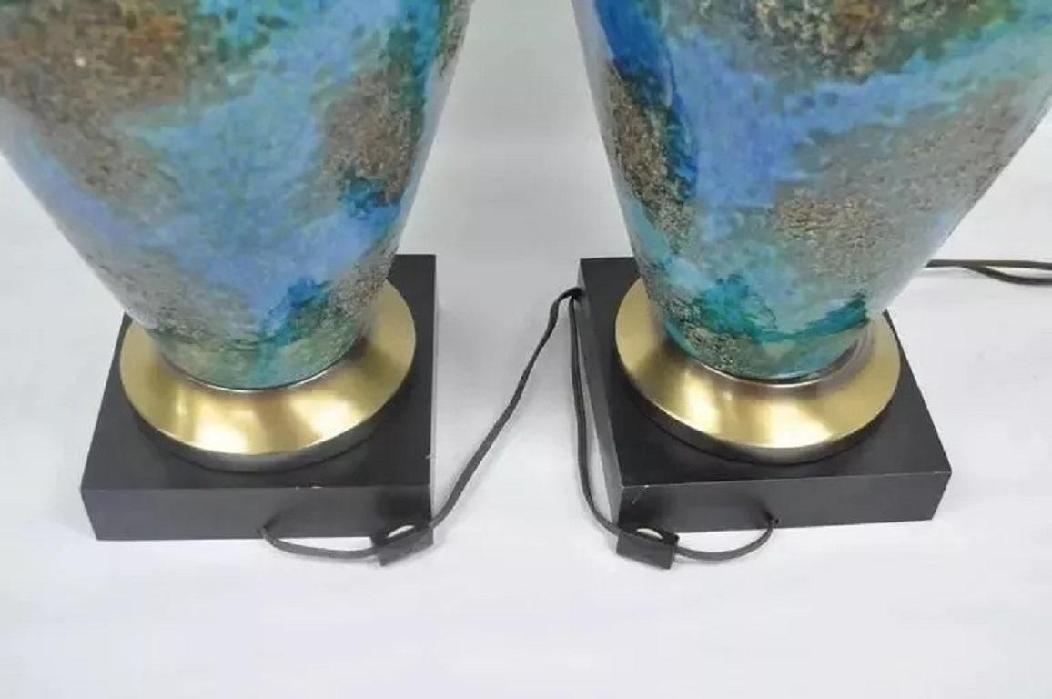 Mid Century Italian Modern Blue Glazed Ceramic Pottery 