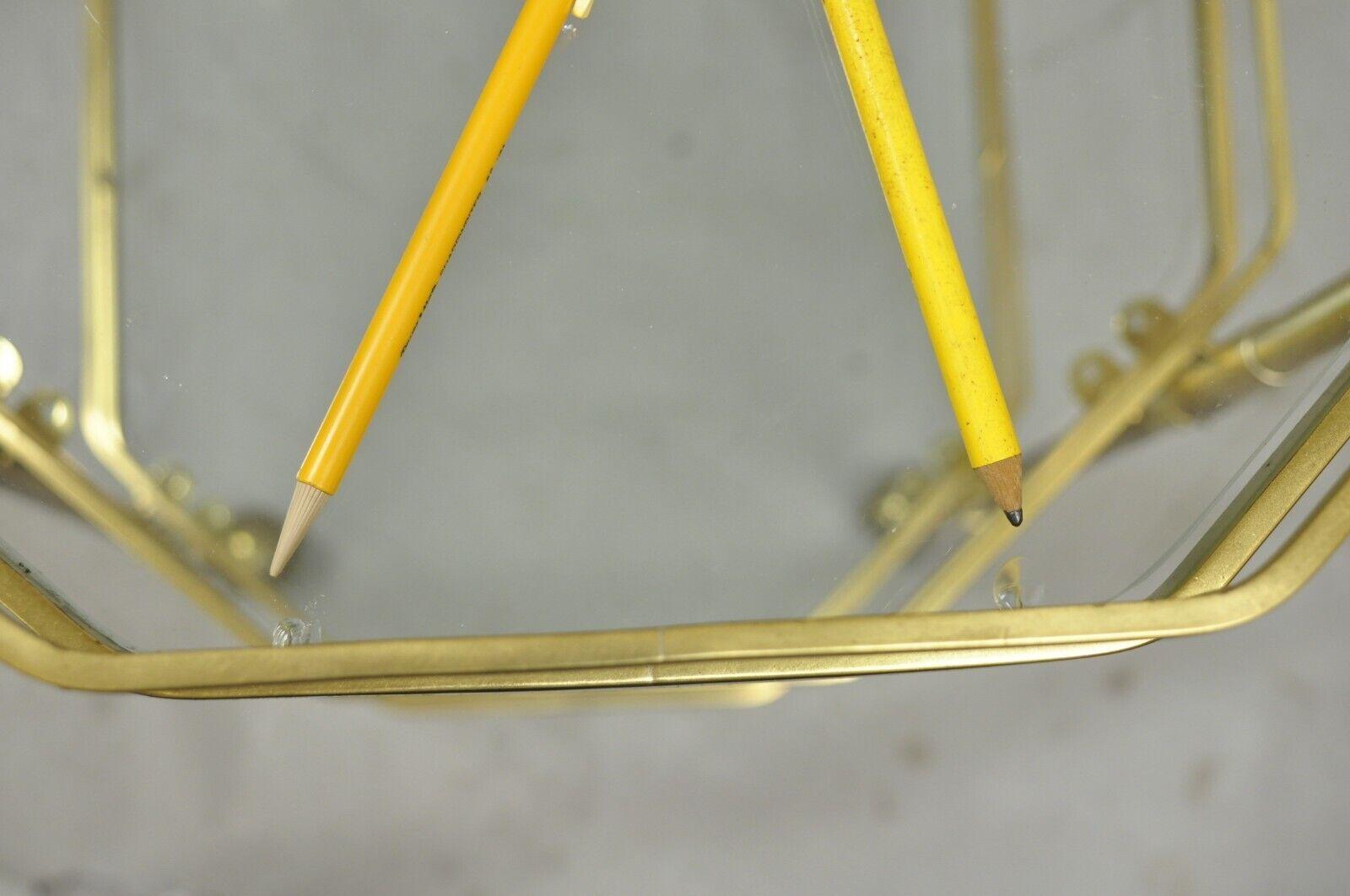 Mid Century Italian Modern Brass and Glass 3 Tier Rolling Bar Cart Serving Table For Sale 3