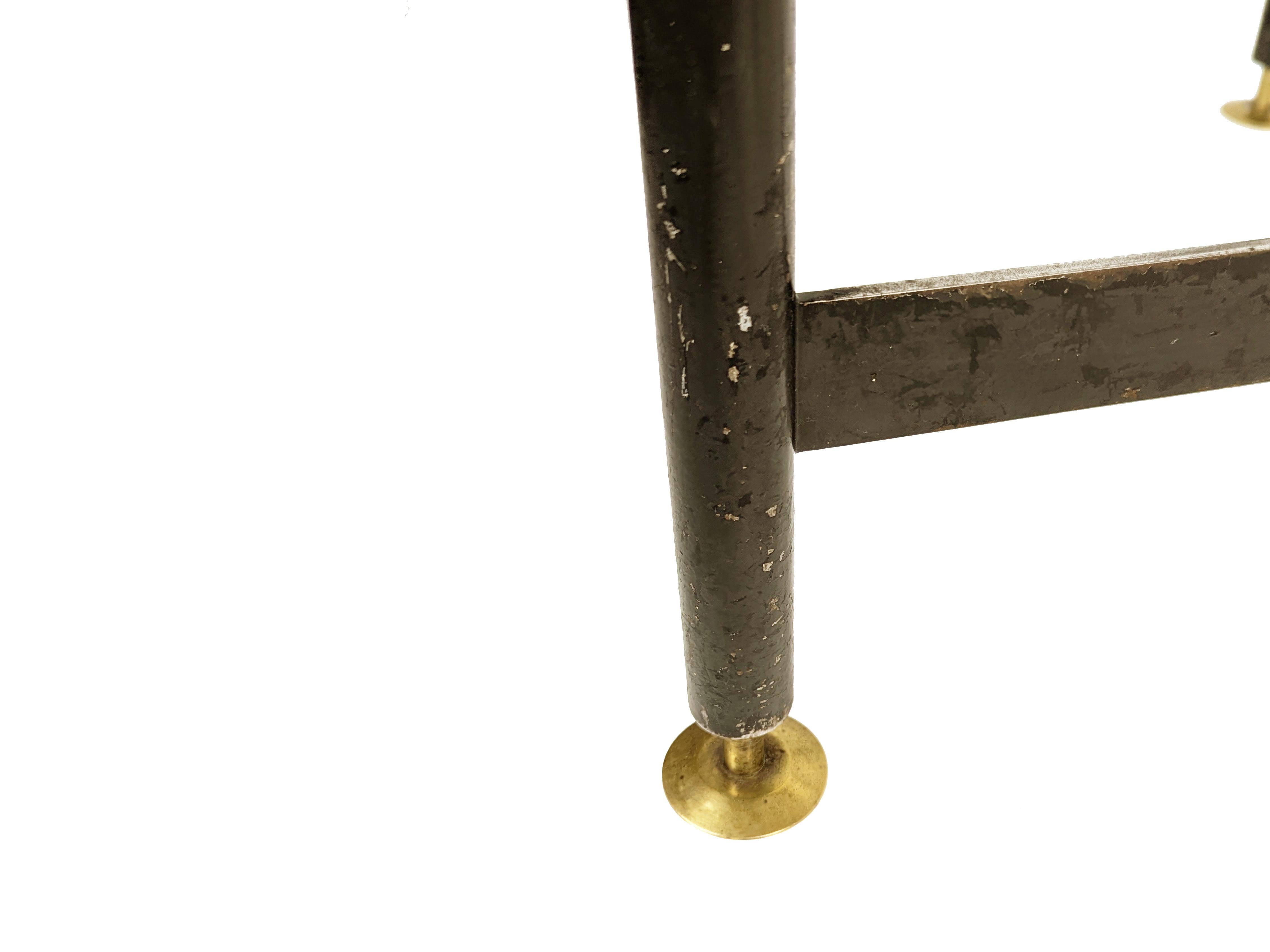 Mid-Century Italian Modern Brass, Black Metal & Wood Dining Table, 1950s For Sale 6
