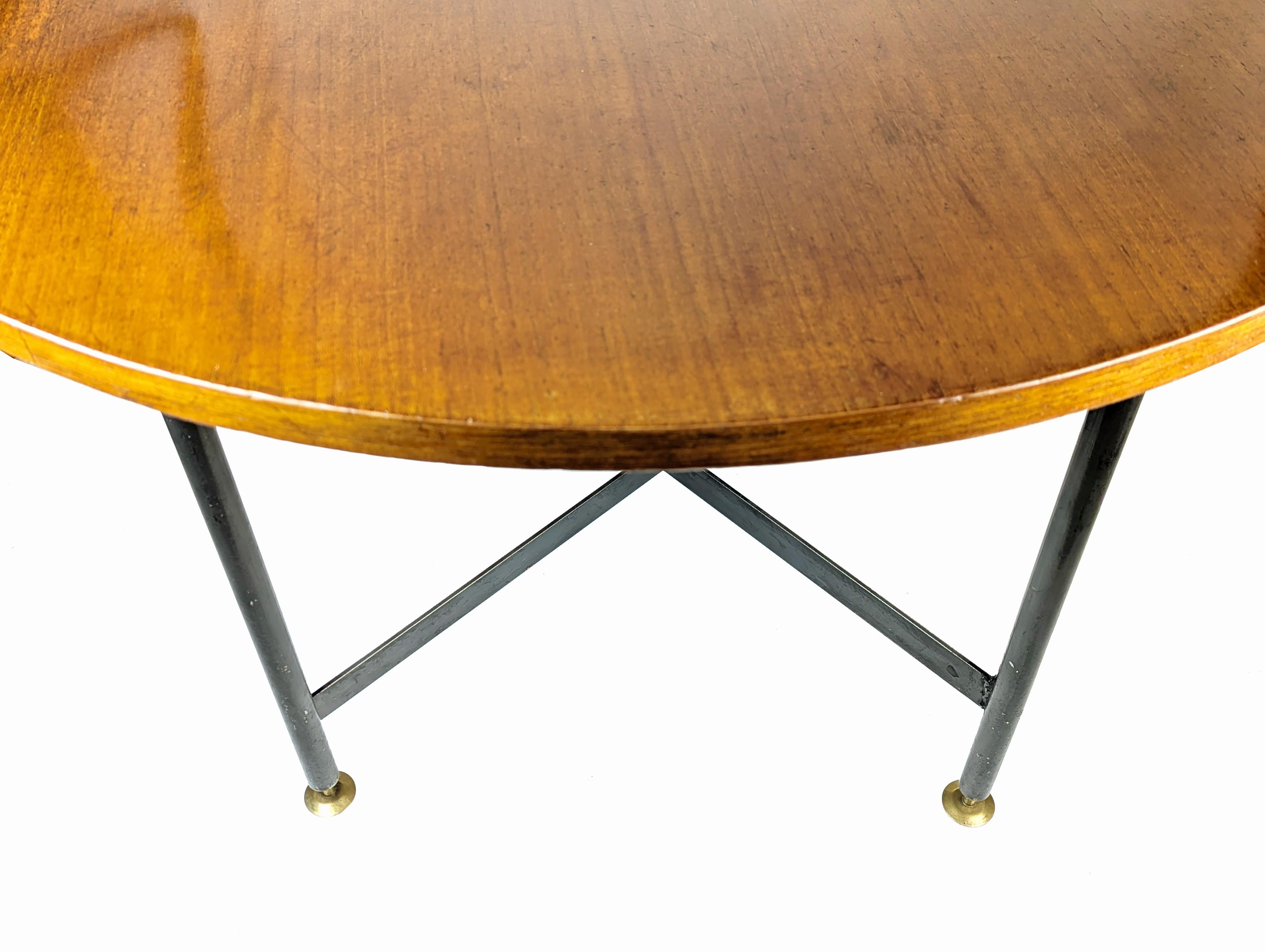 Painted Mid-Century Italian Modern Brass, Black Metal & Wood Dining Table, 1950s For Sale