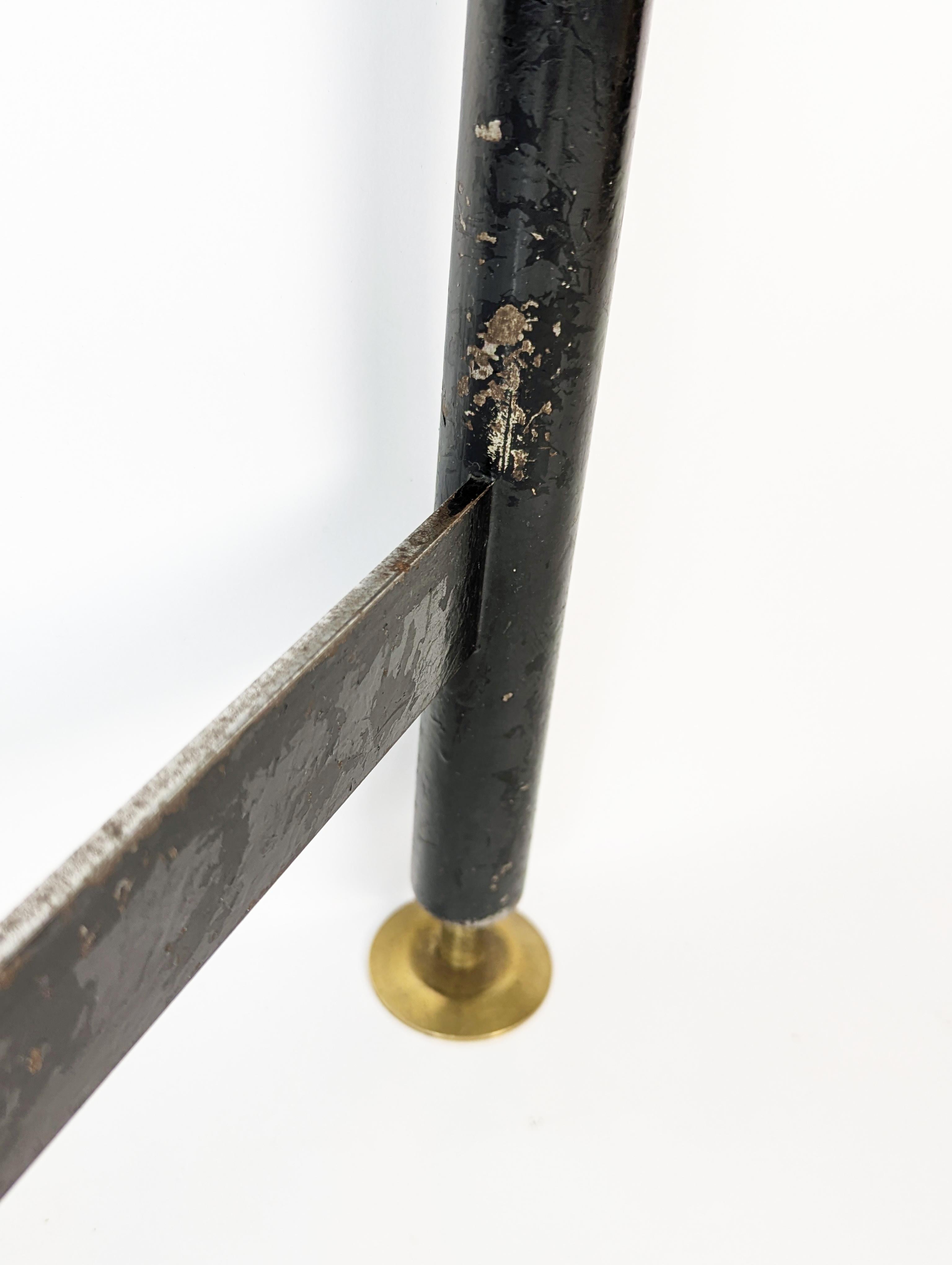 Mid-20th Century Mid-Century Italian Modern Brass, Black Metal & Wood Dining Table, 1950s For Sale